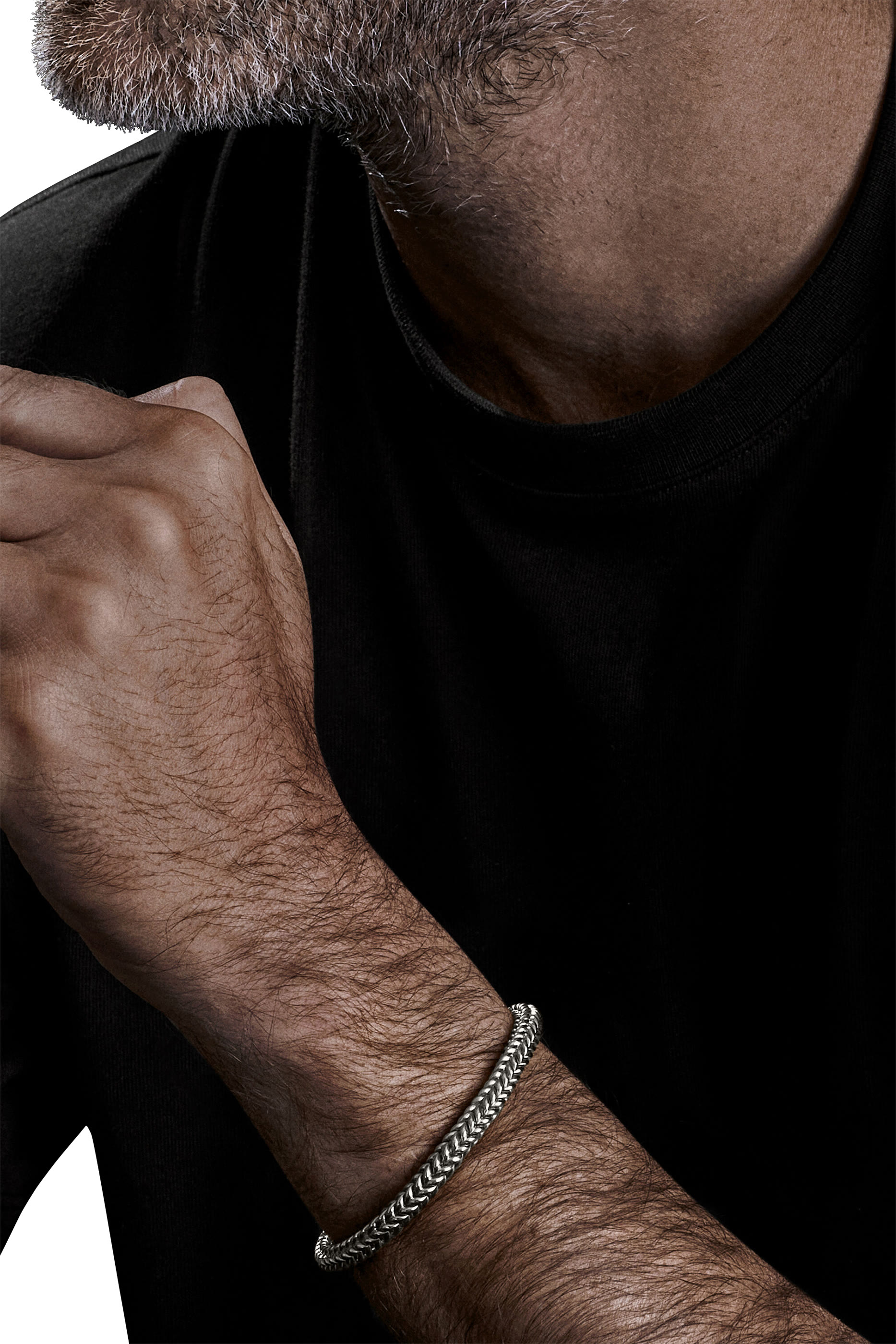 Chevron Bead Bracelet, Sterling Silver