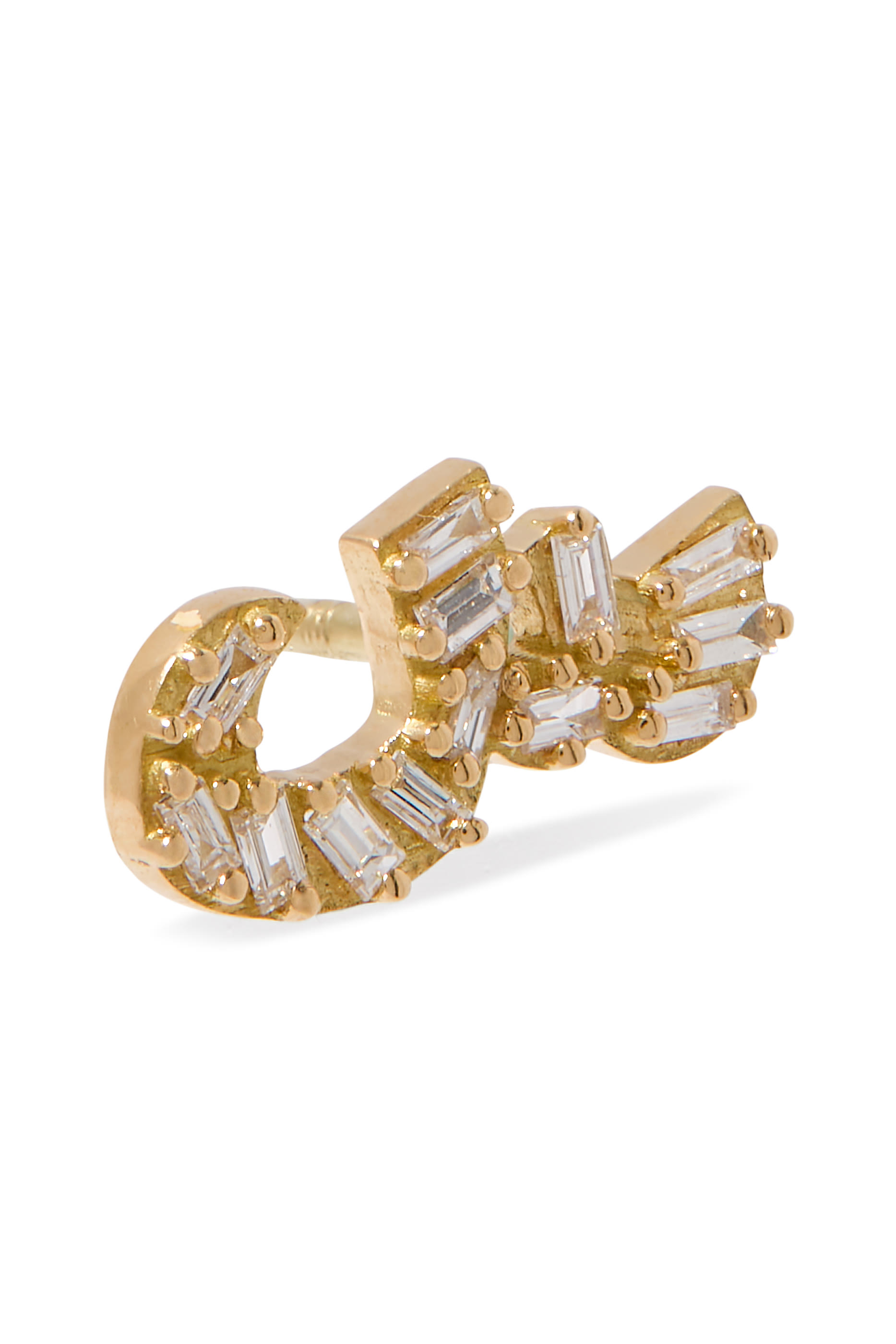 Letter Seen Earrings, 18k Yellow Gold & Diamonds