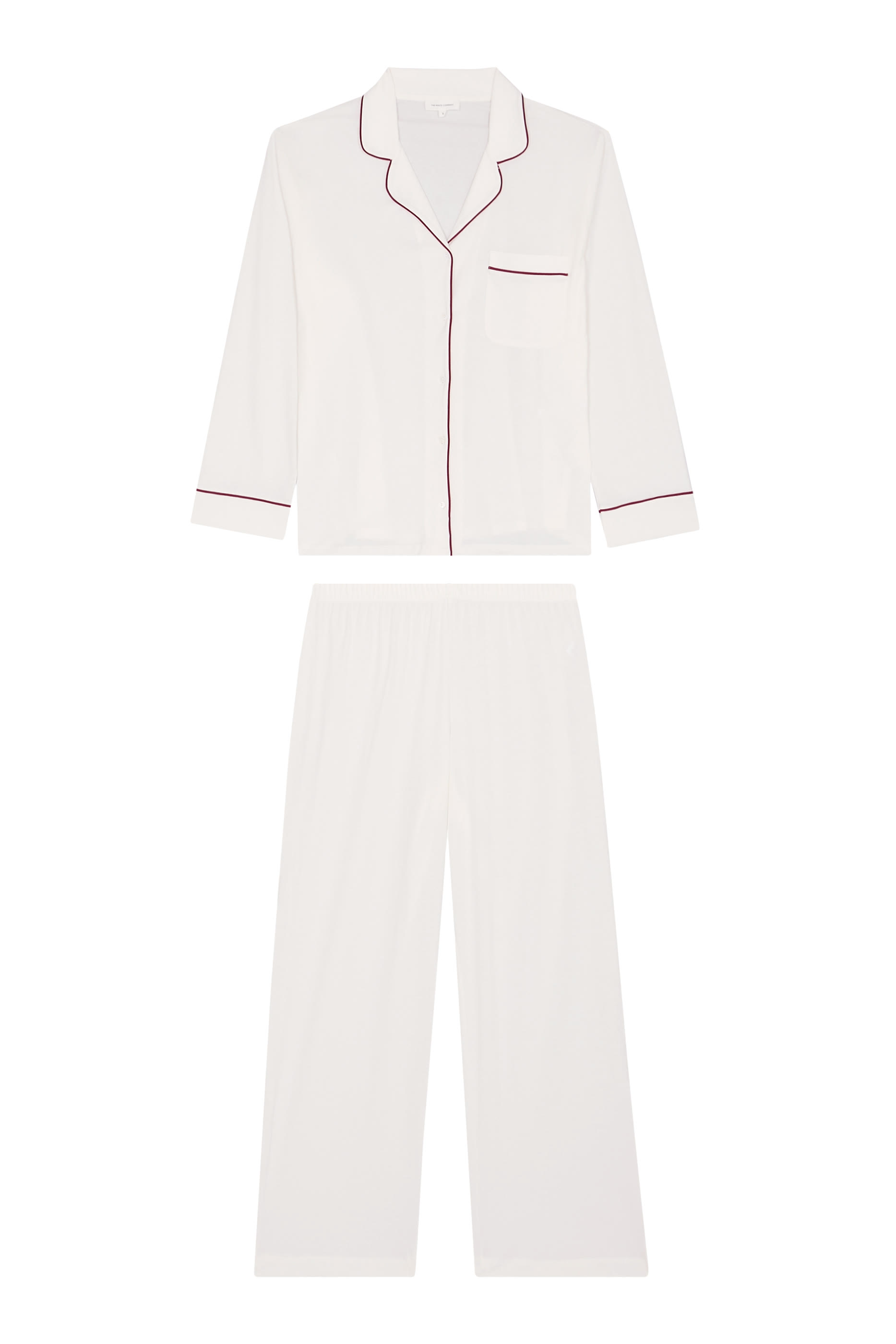  Organic Cotton Brushed Jersey Relaxed Piped Pyjama Set 