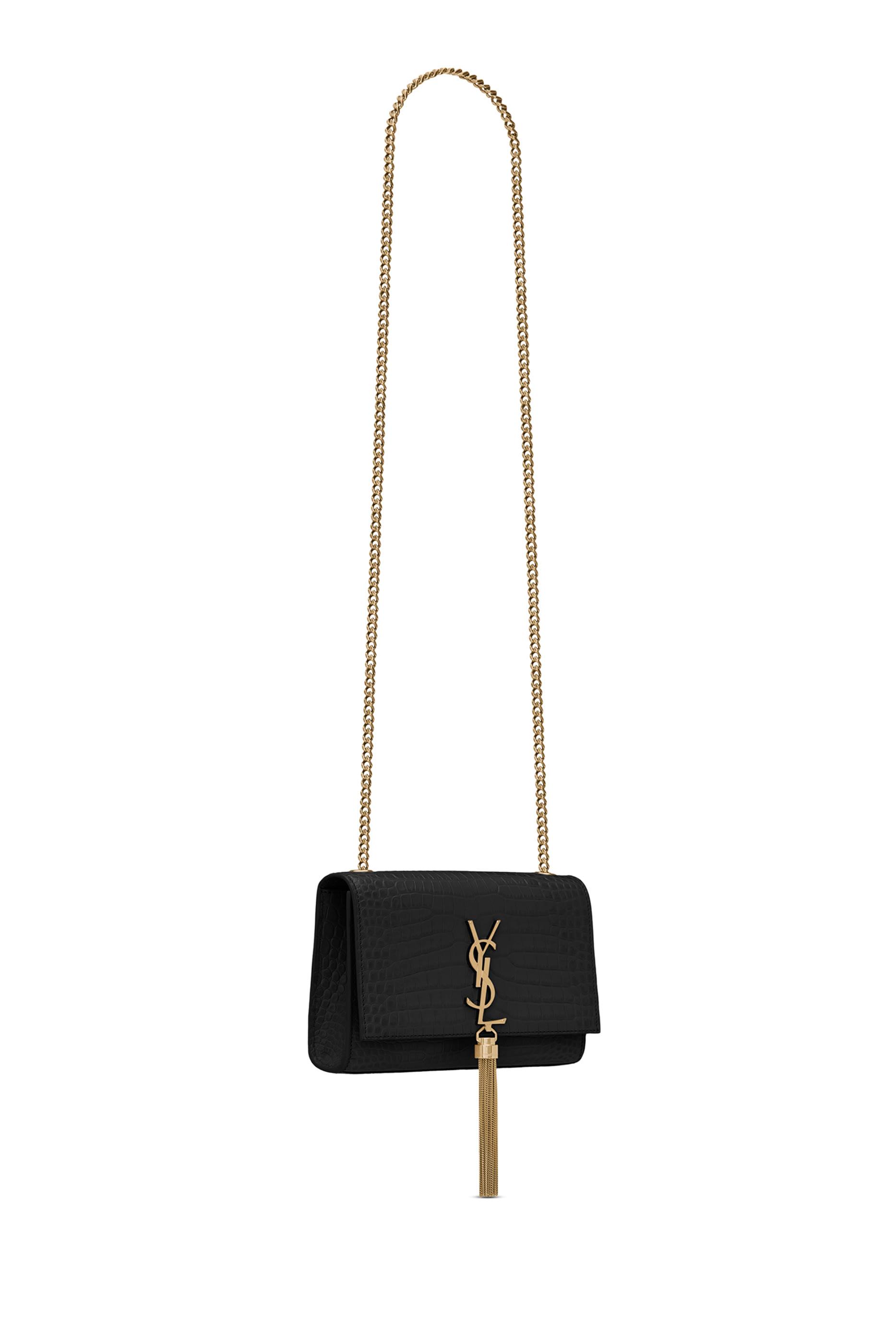  Kate Small Tassel Bag in Crocodile Embossed Leather
