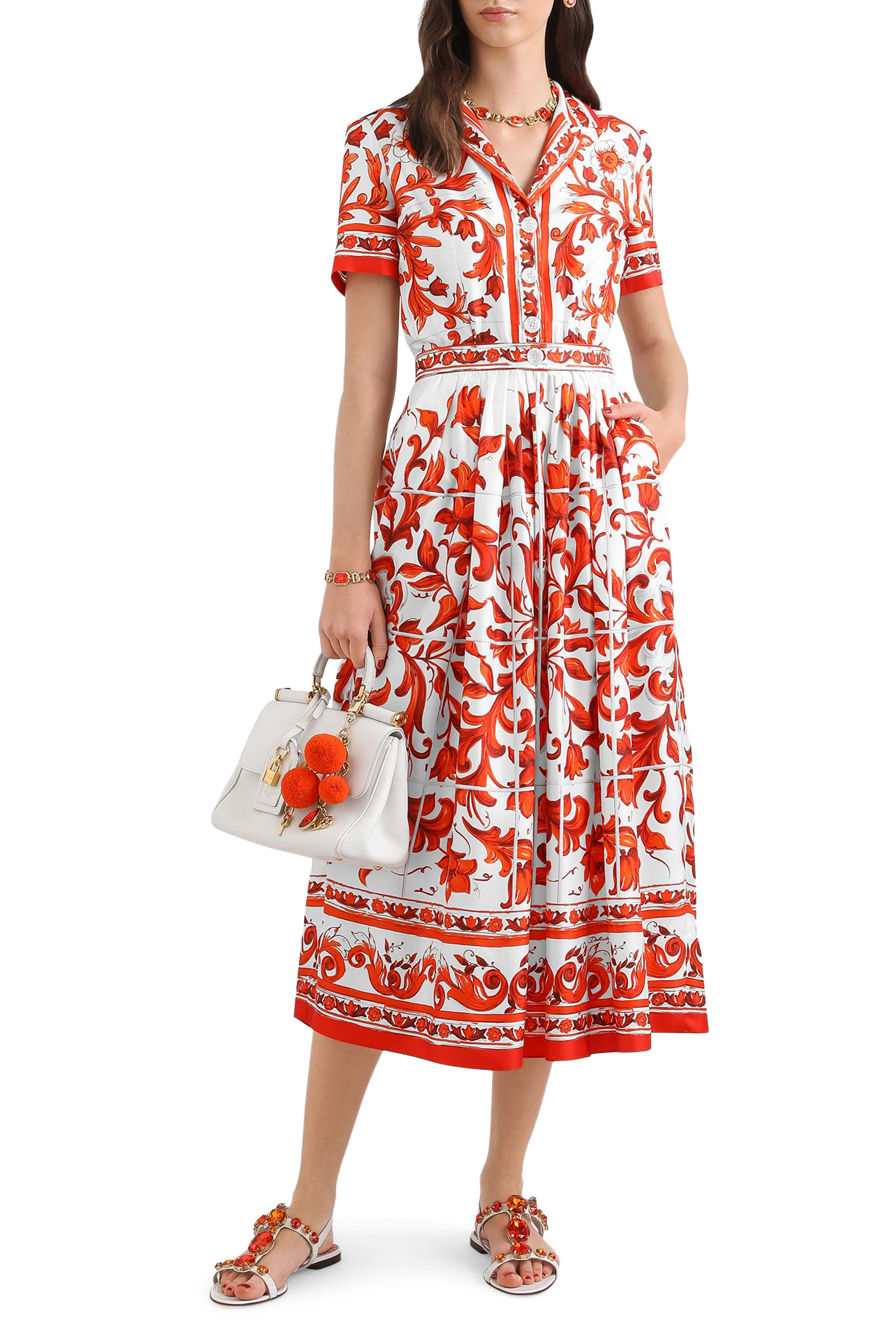Majolica Print Silk Twill Dress