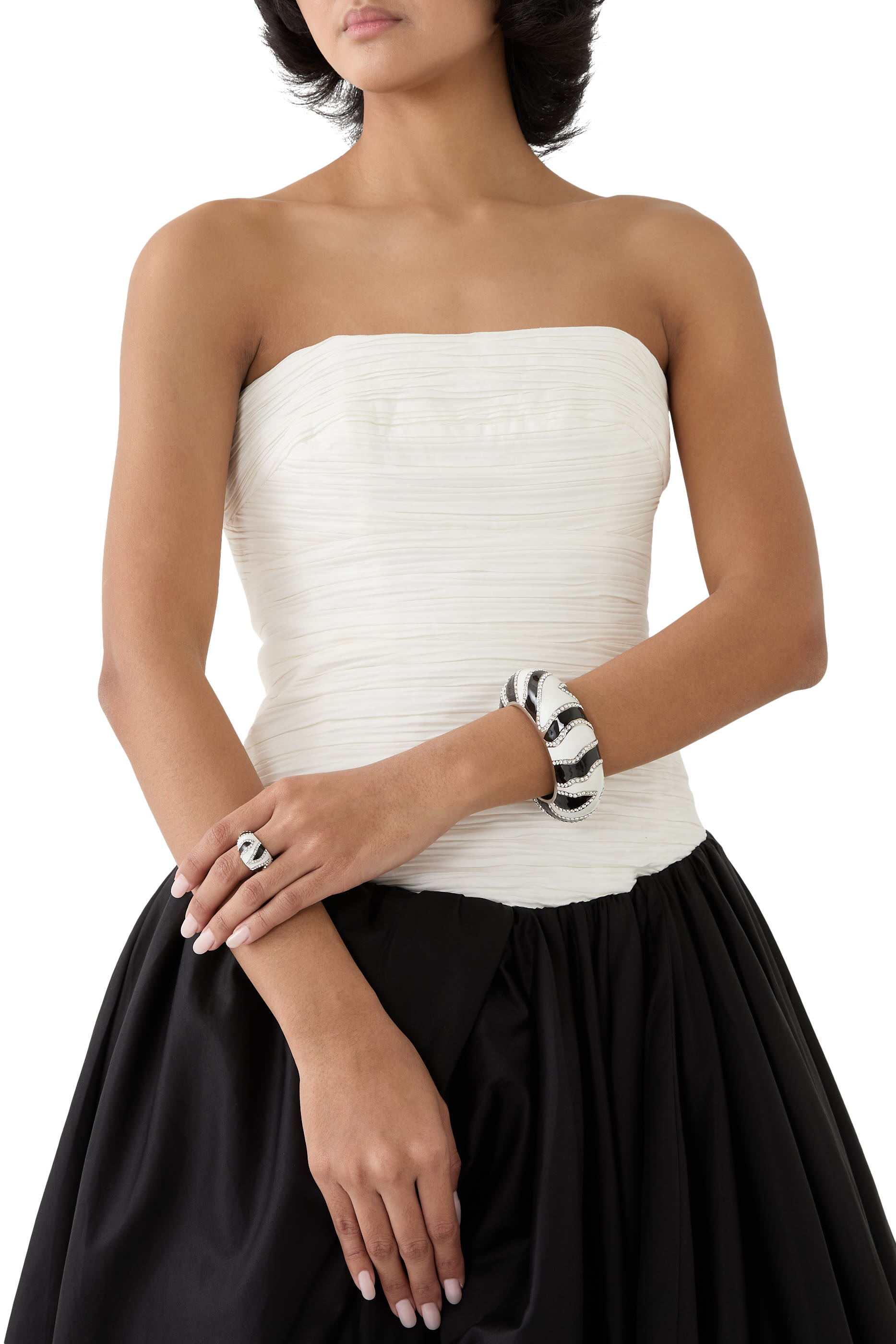 La Croisi&egrave;re Rhinestone Zebra Bracelet, Brass & Enamel