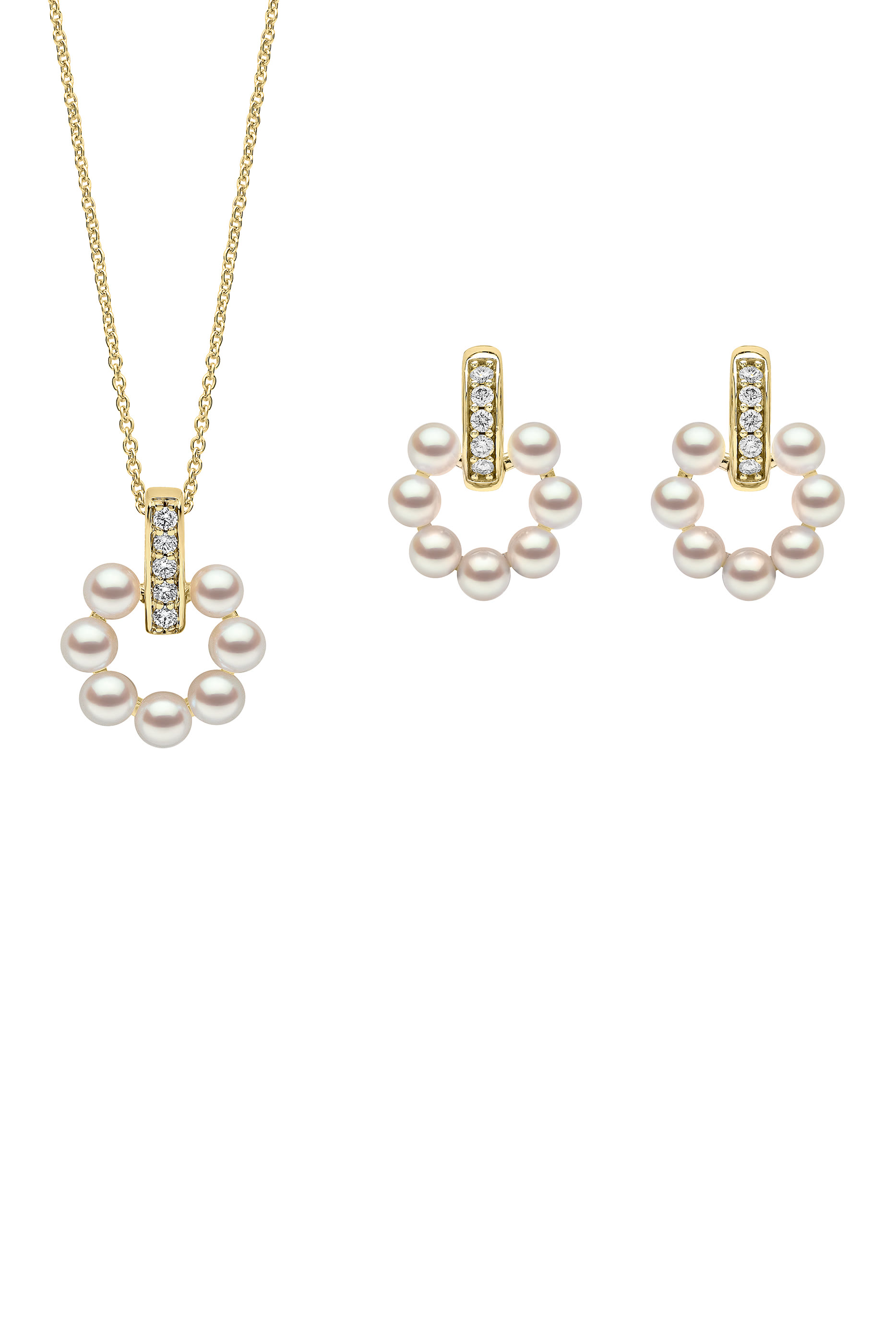 Eclipse Moon Pendant, 18K Gold, Pearl & Diamond