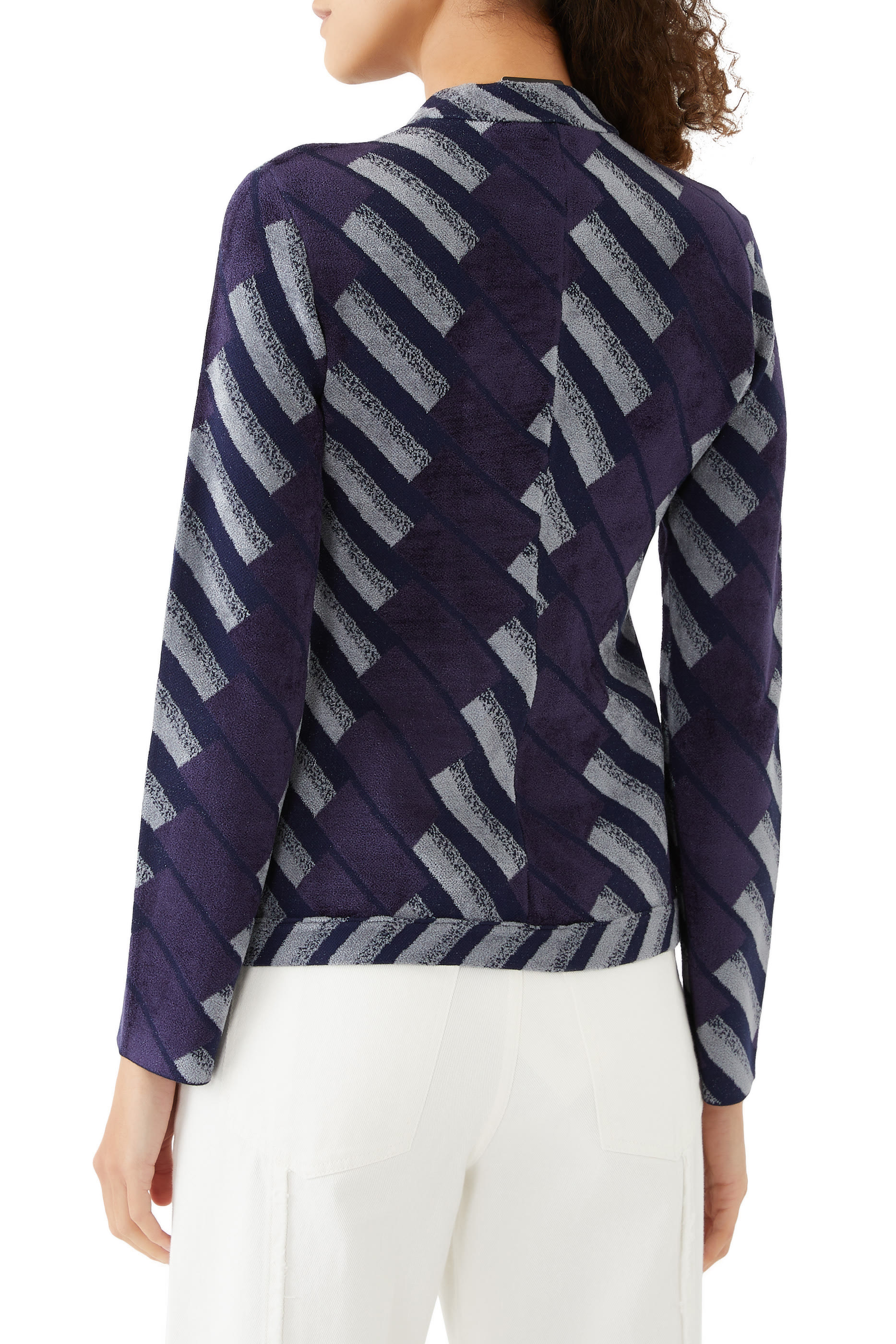 Guru Collar Jacket with Off-Centre Closure and All-Over Chenille Pattern