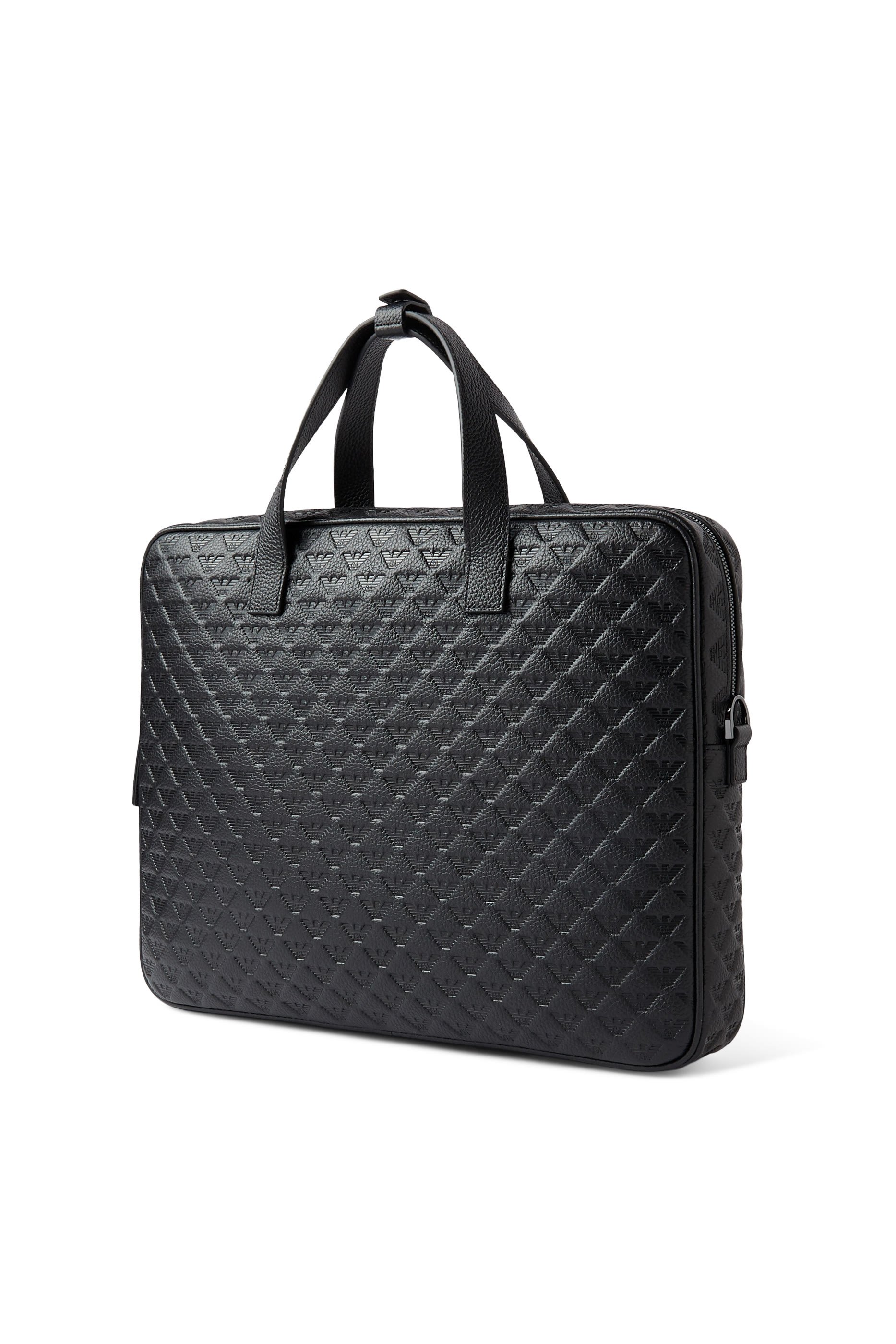 Micro Eagle Logo Leather Briefcase