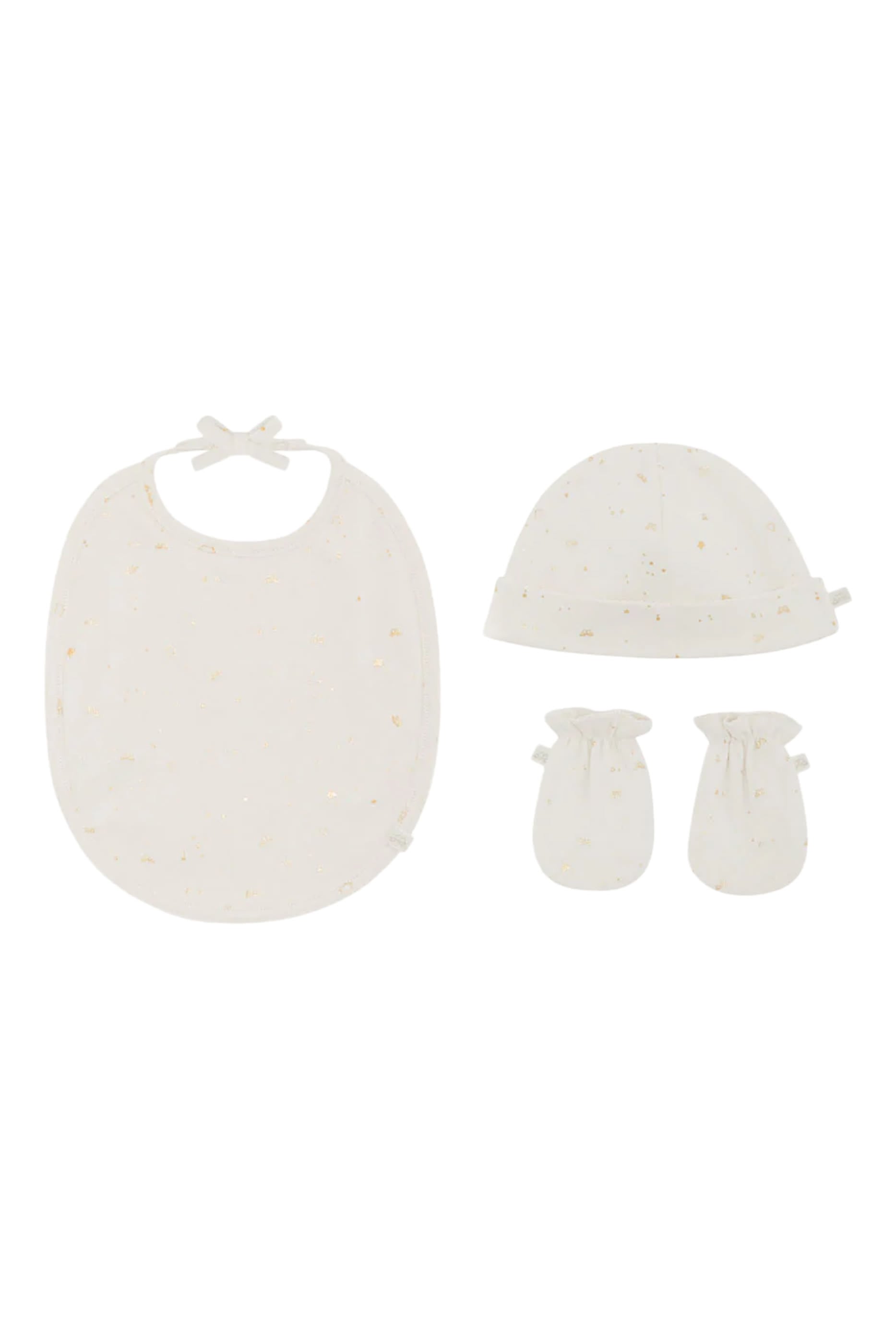Kids Bay Star & Crown Hat, Mittens & Bib Set