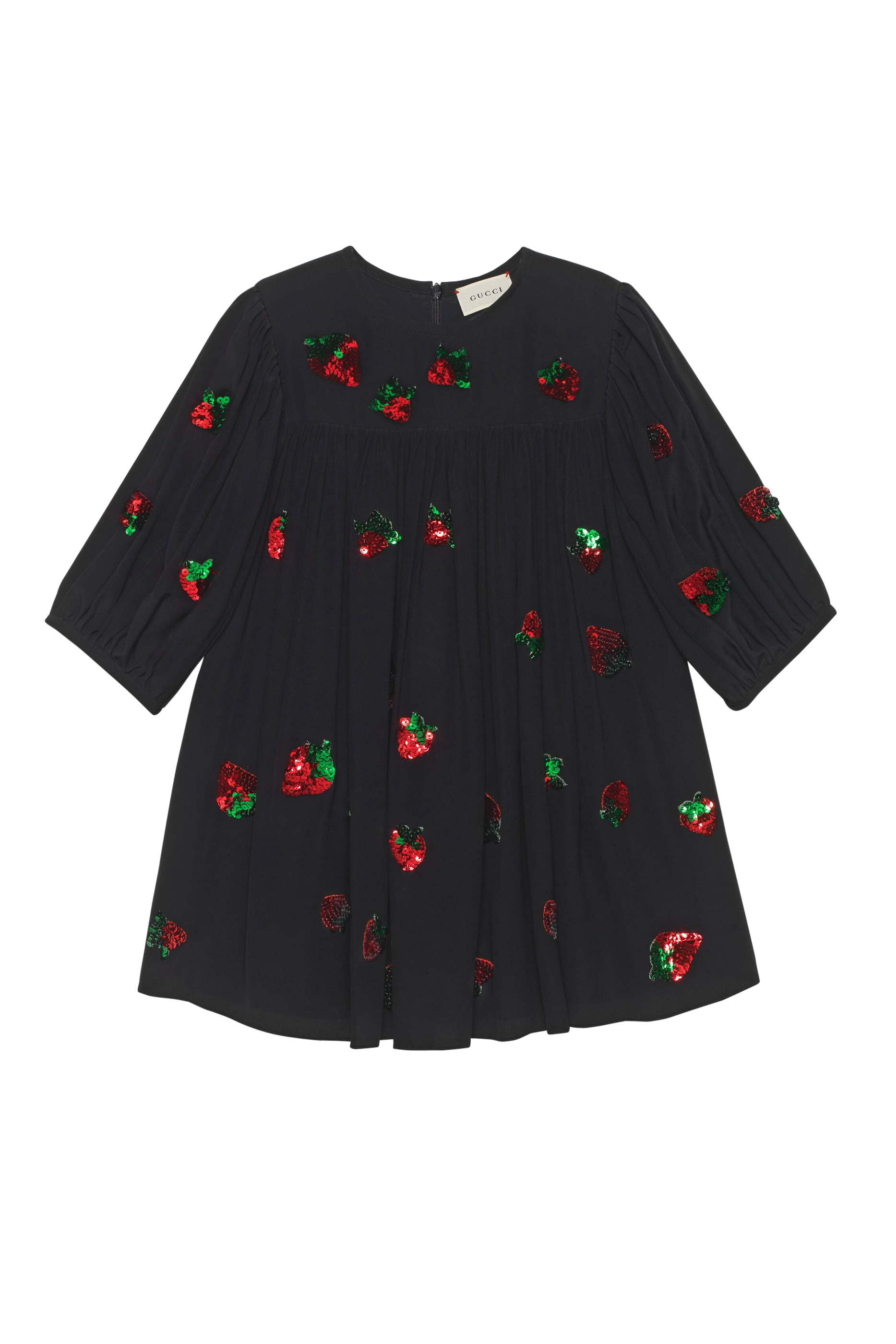 Sequin Strawberries Silk Dress