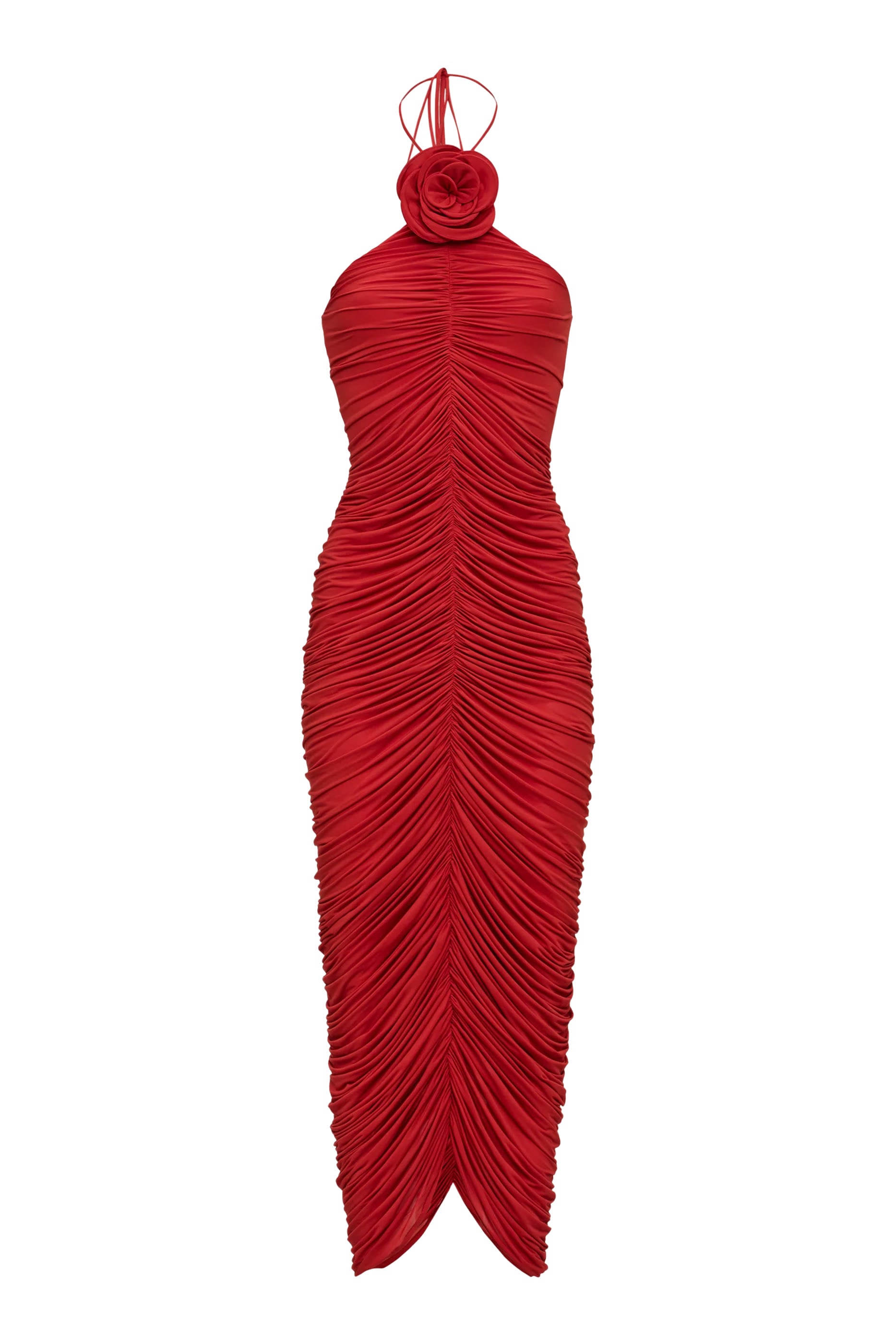 Ruched Halterneck Flower Dress