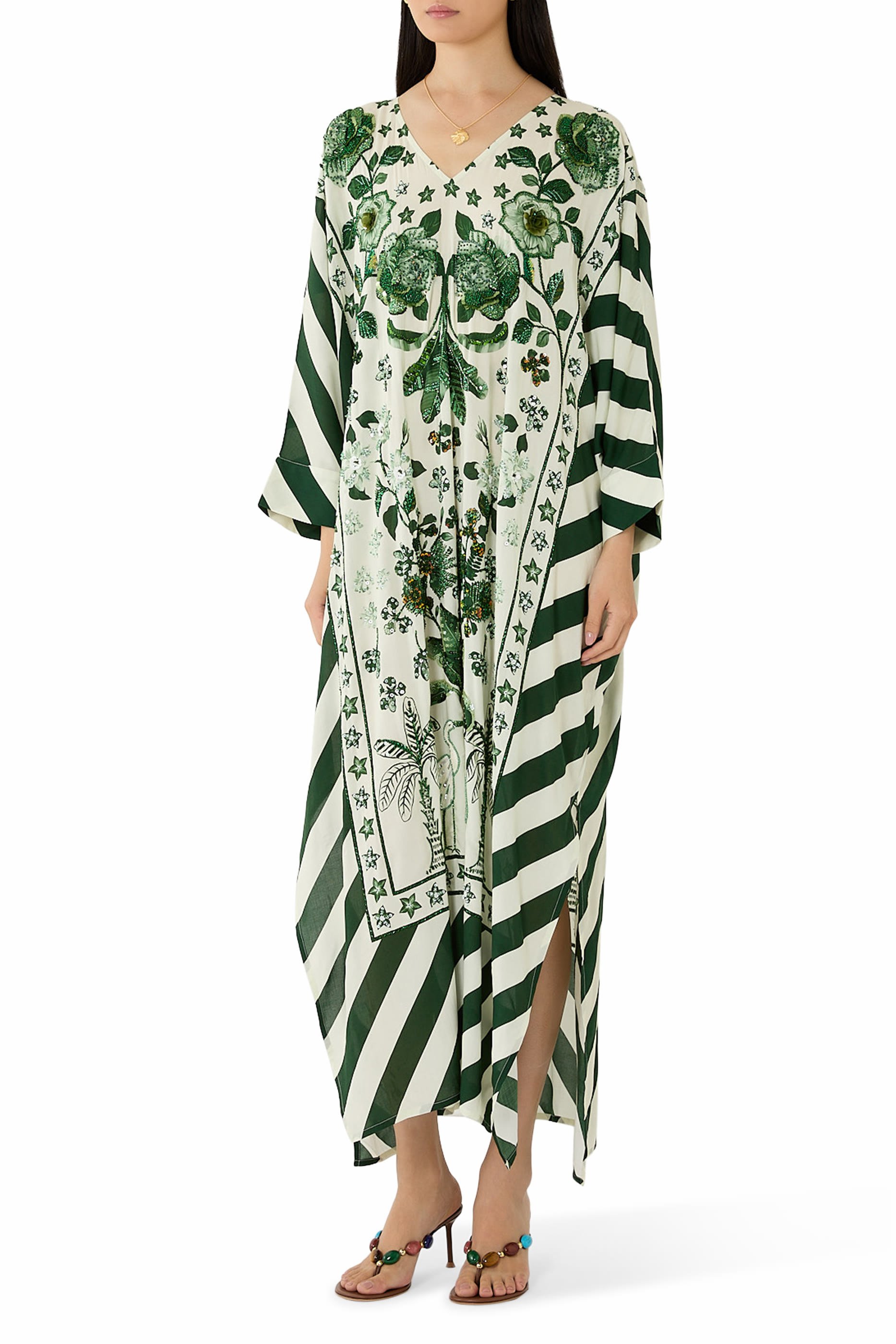  Hand-Beaded Batwing Kaftan