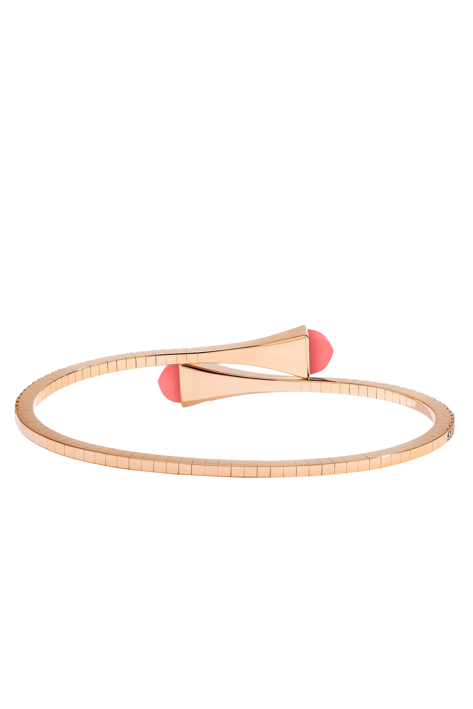 Cleo Midi Bangle, 18k Pink Gold with Coral & Diamonds