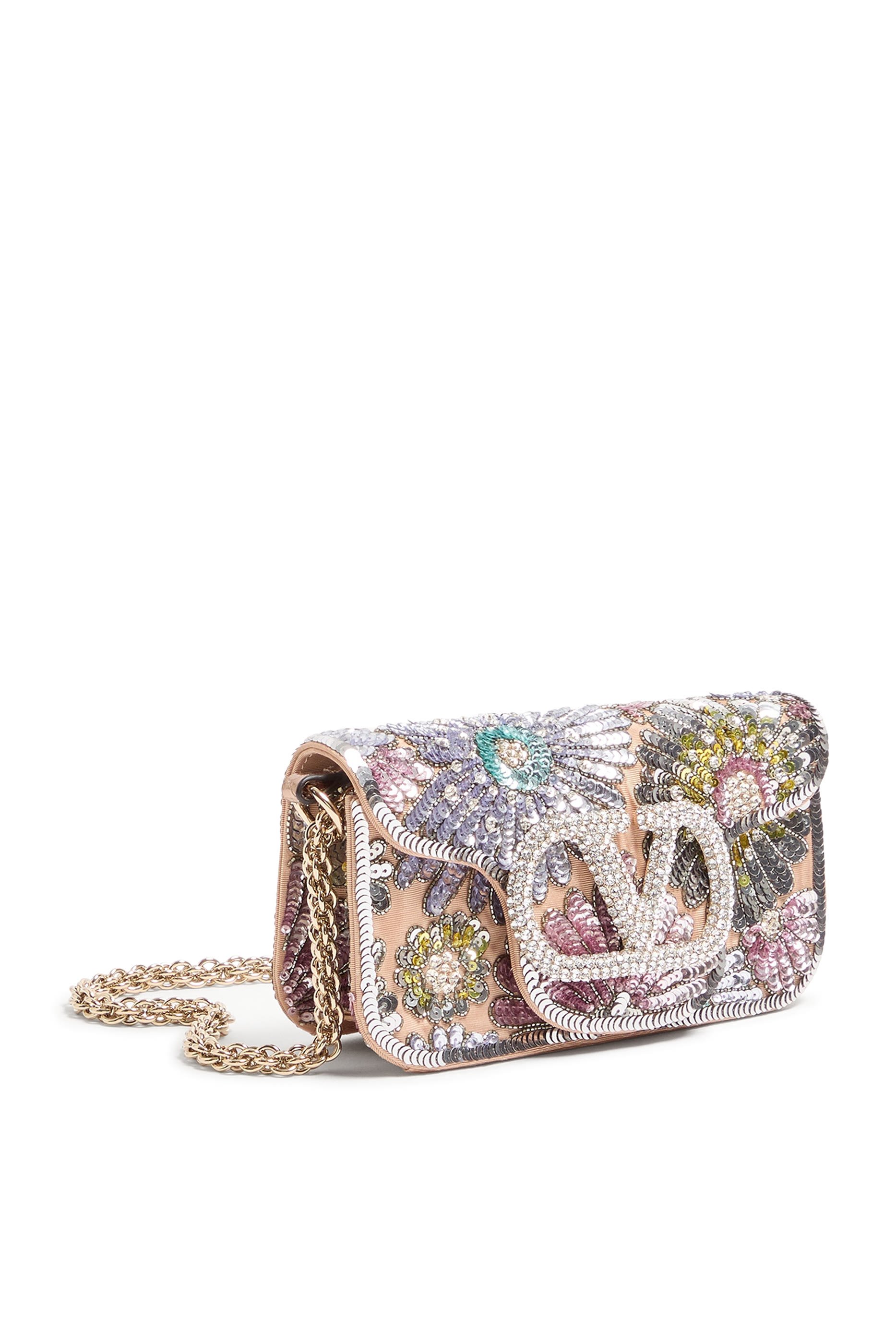 Loc&ograve; Embellished Moir&eacute; Small Shoulder Bag