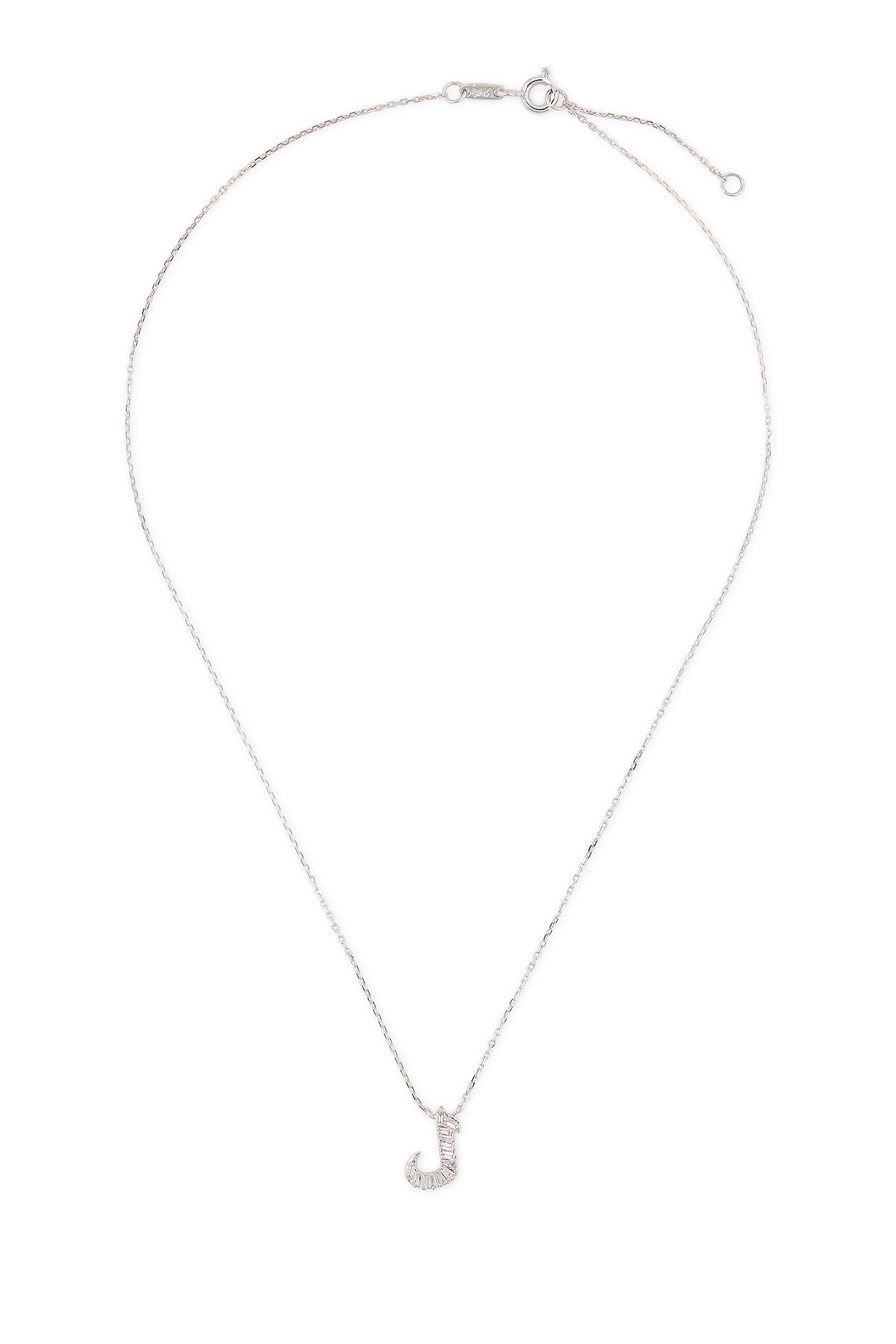 Oula Letter Chain Pendant, 18k White Gold & Diamonds