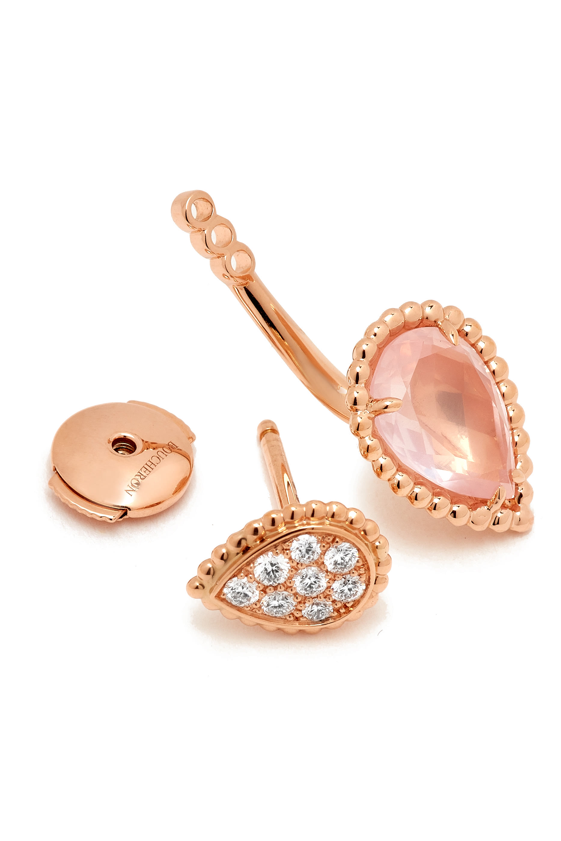 Serpent Boheme Single Stud Earring, 18k Rose Gold, Quartz & Diamonds
