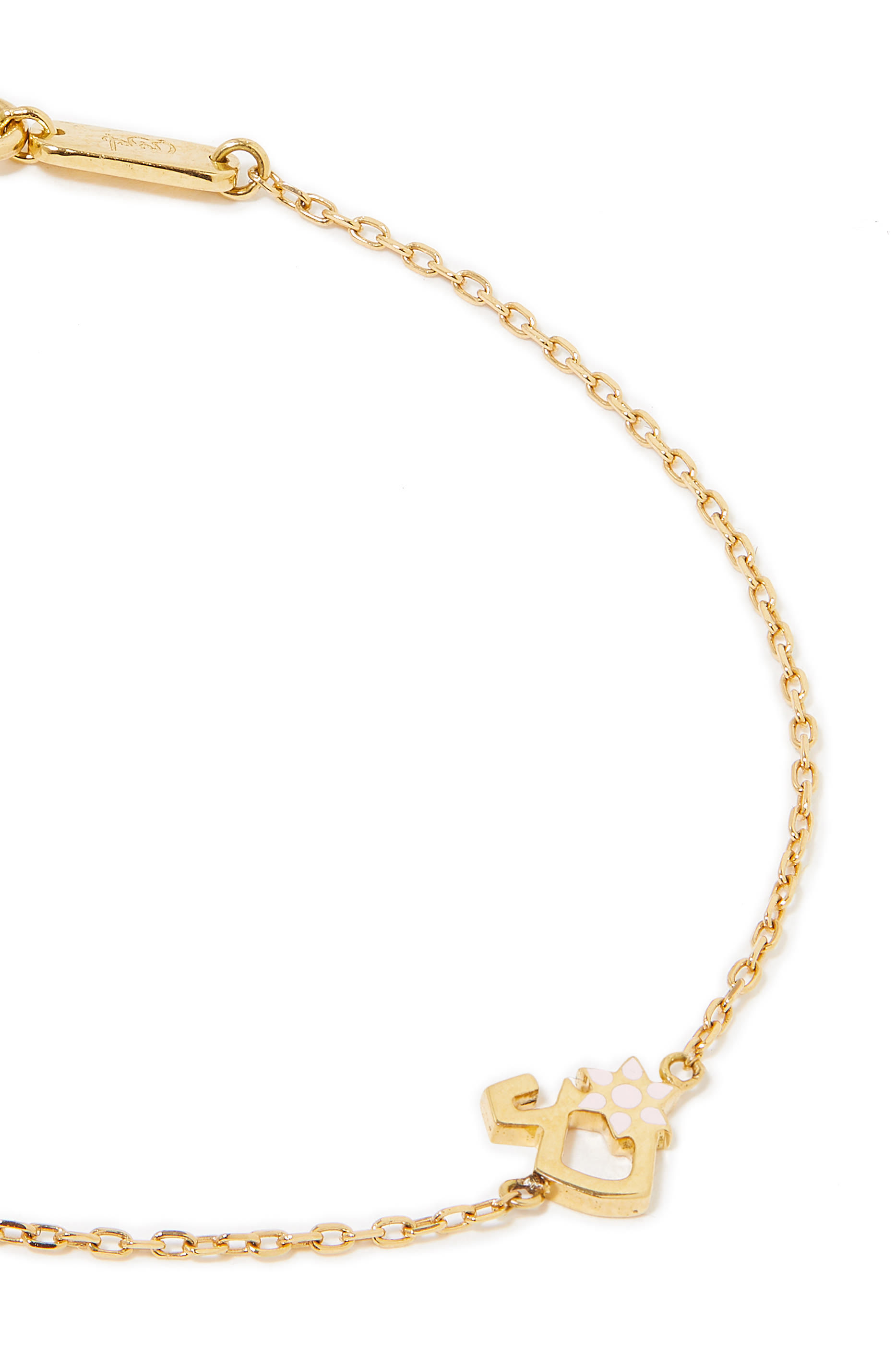 Kids Tiny Bling Arabic Letter Ein Bracelet, 18k Yellow Gold & Enamel