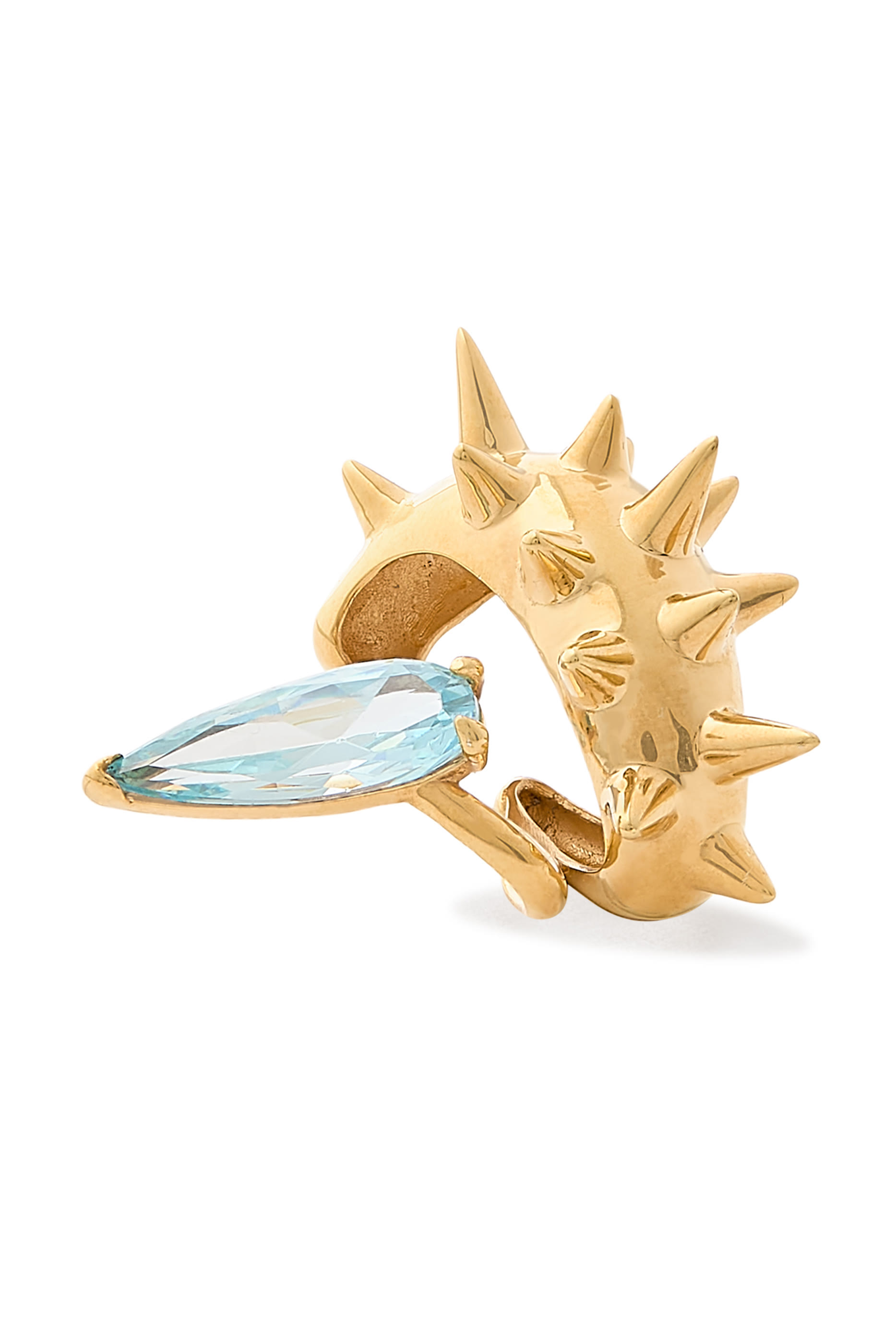 Mini Spike Alien Single Ear Cuff, 925 Sterling Silver & Crystal