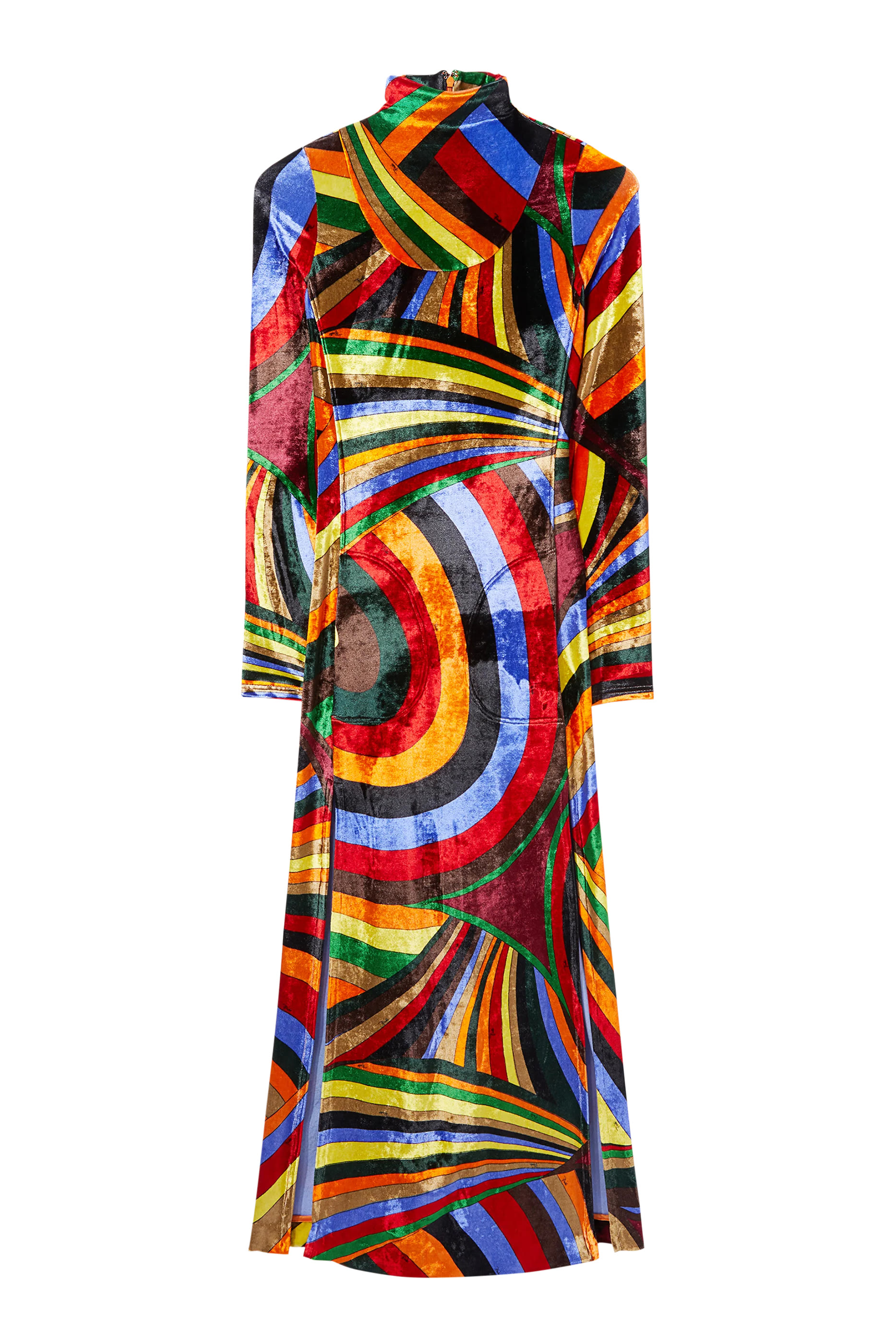 Multicolor Velvet Stripe Dress