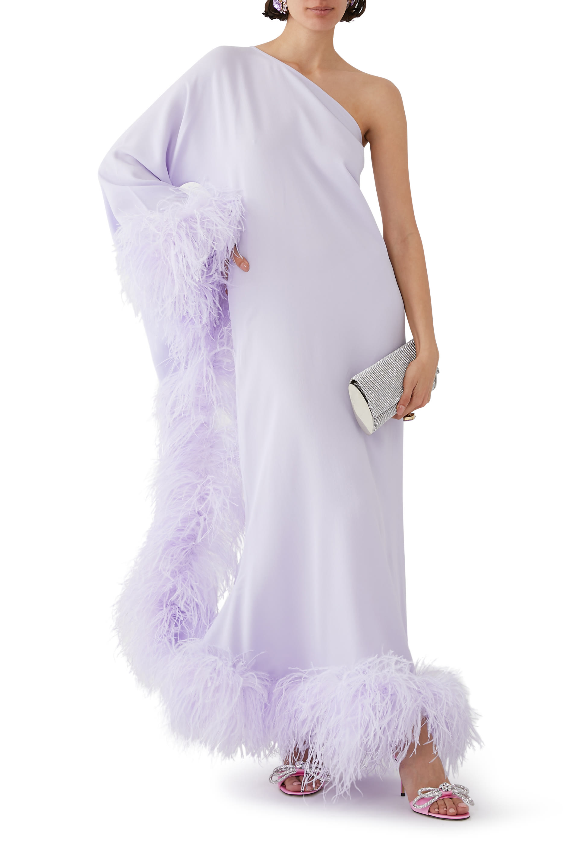 Ubud Feather-Trim Gown