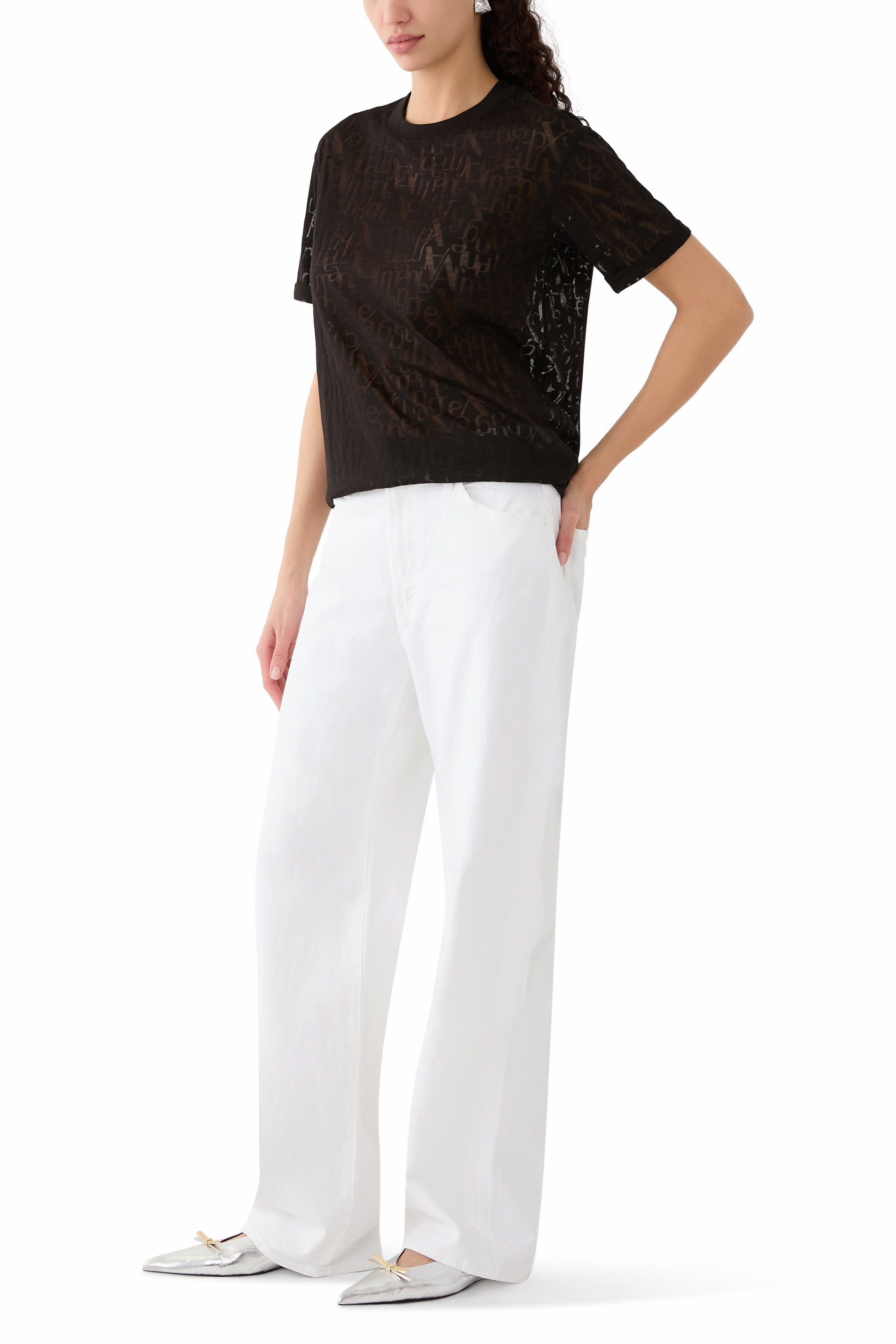 Logo Flamed Fabric T-Shirt