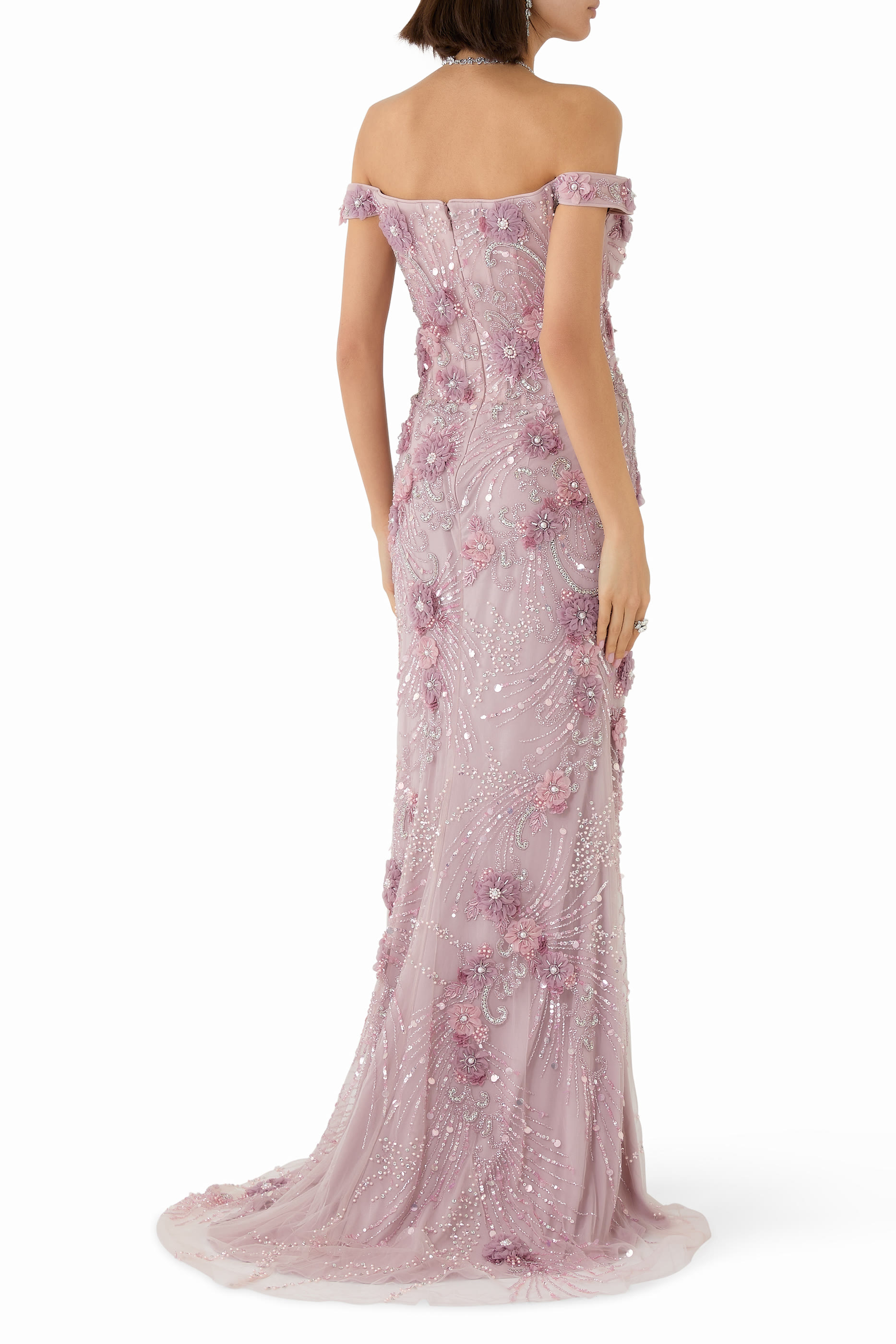 Off Shoulder Beaded Gown