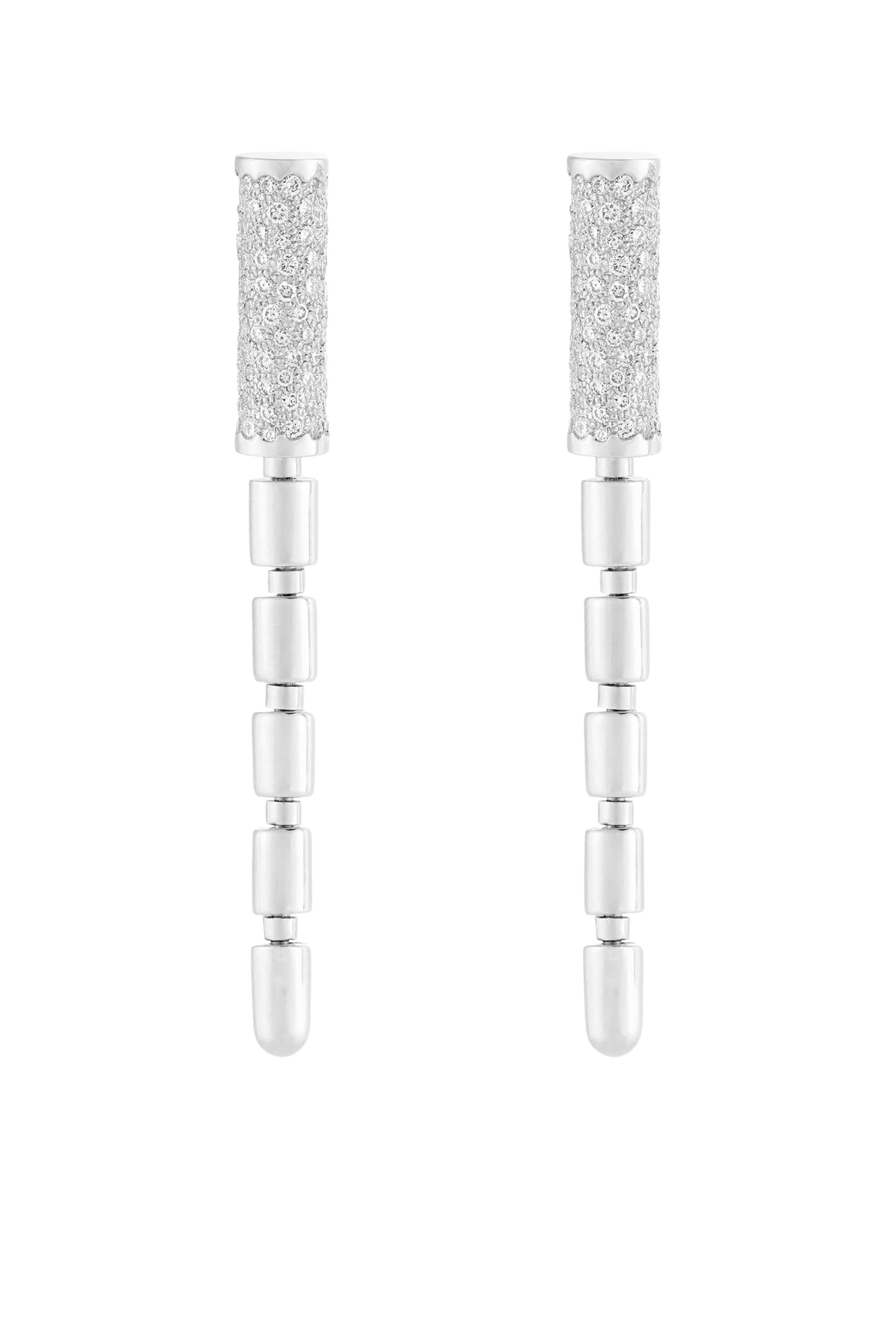 Iteru Earrings, 18K White Gold & Diamonds