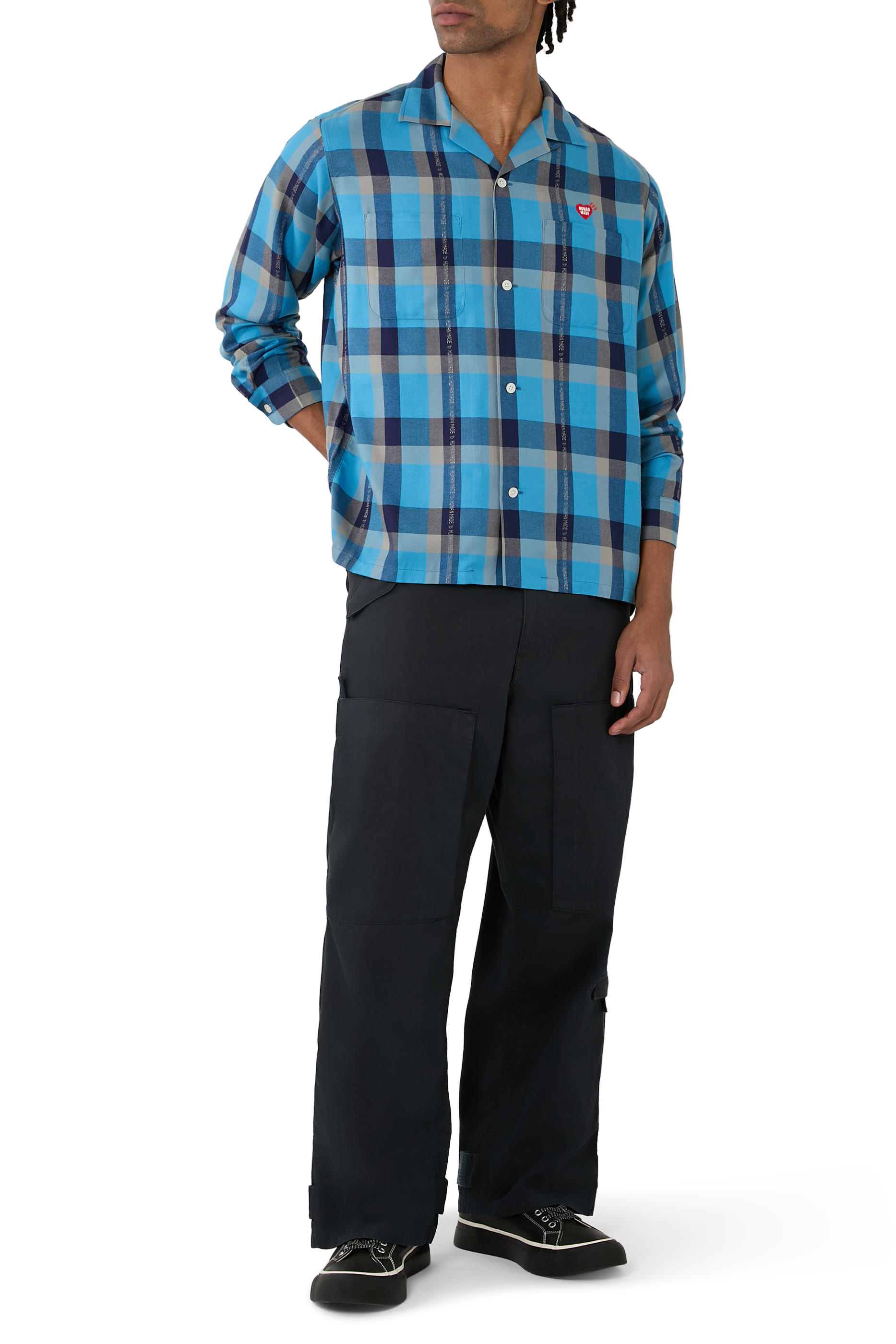 Open Collar Check Shirt