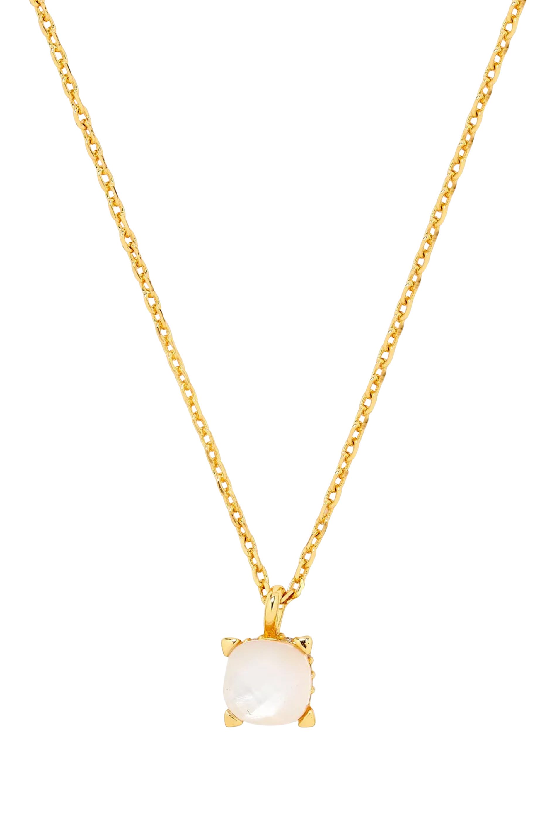 Little Luxuries Square Pendant, Plated Metal & Cubic Zirconia, Glass Stone