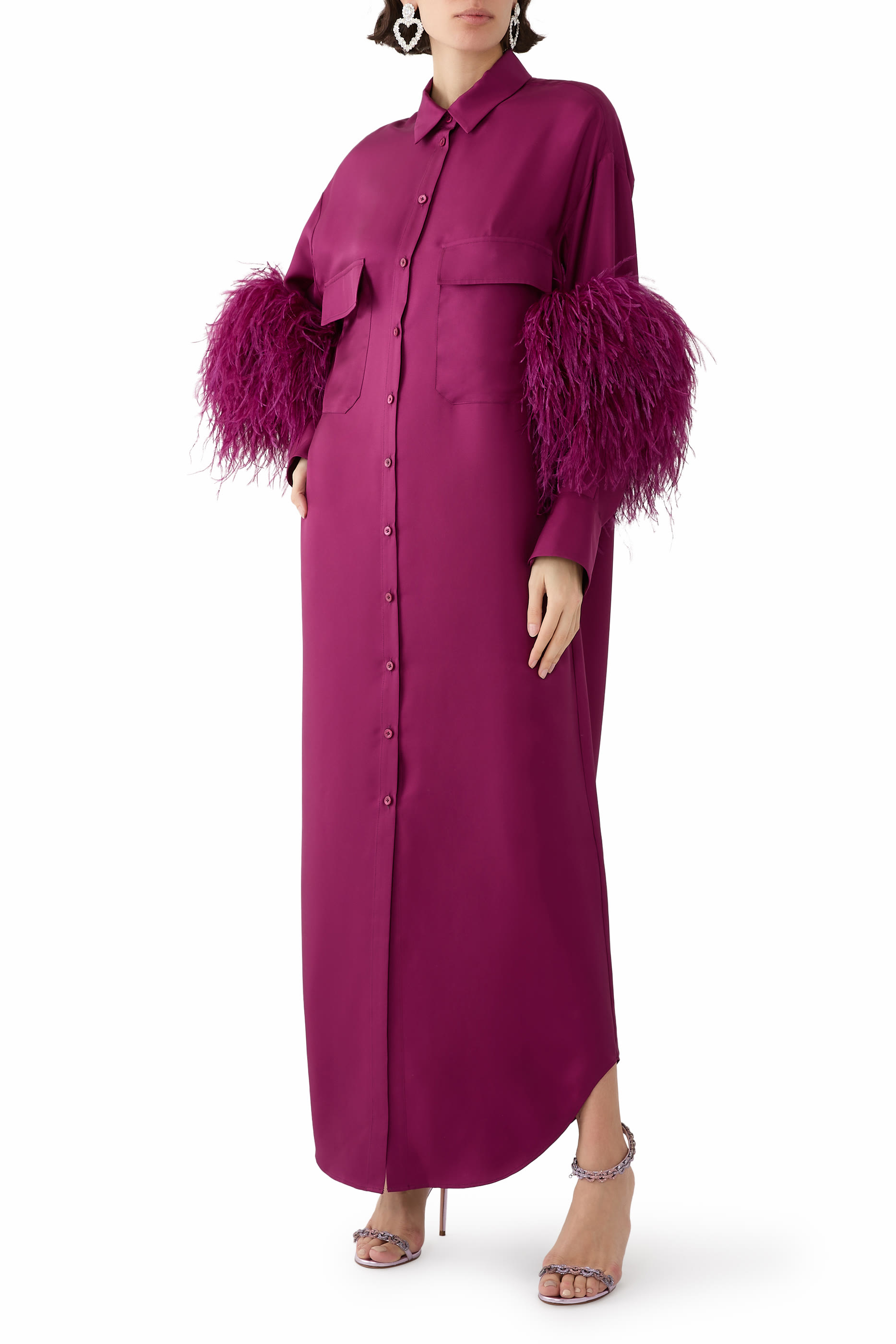 Bloomingdale's Exclusive Button Down Feathered Dress