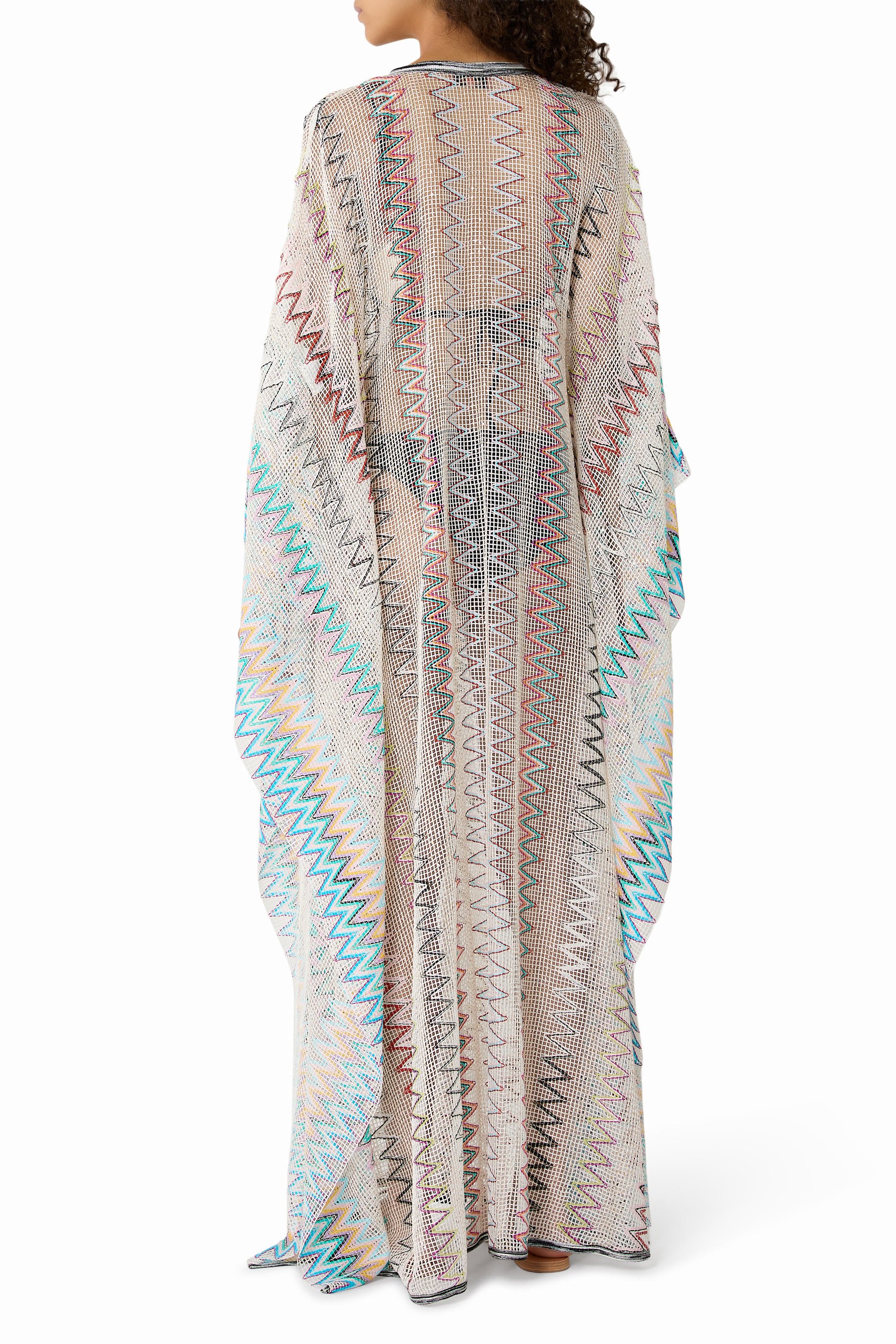  Mare Chevron Net Plunge Maxi Kaftan