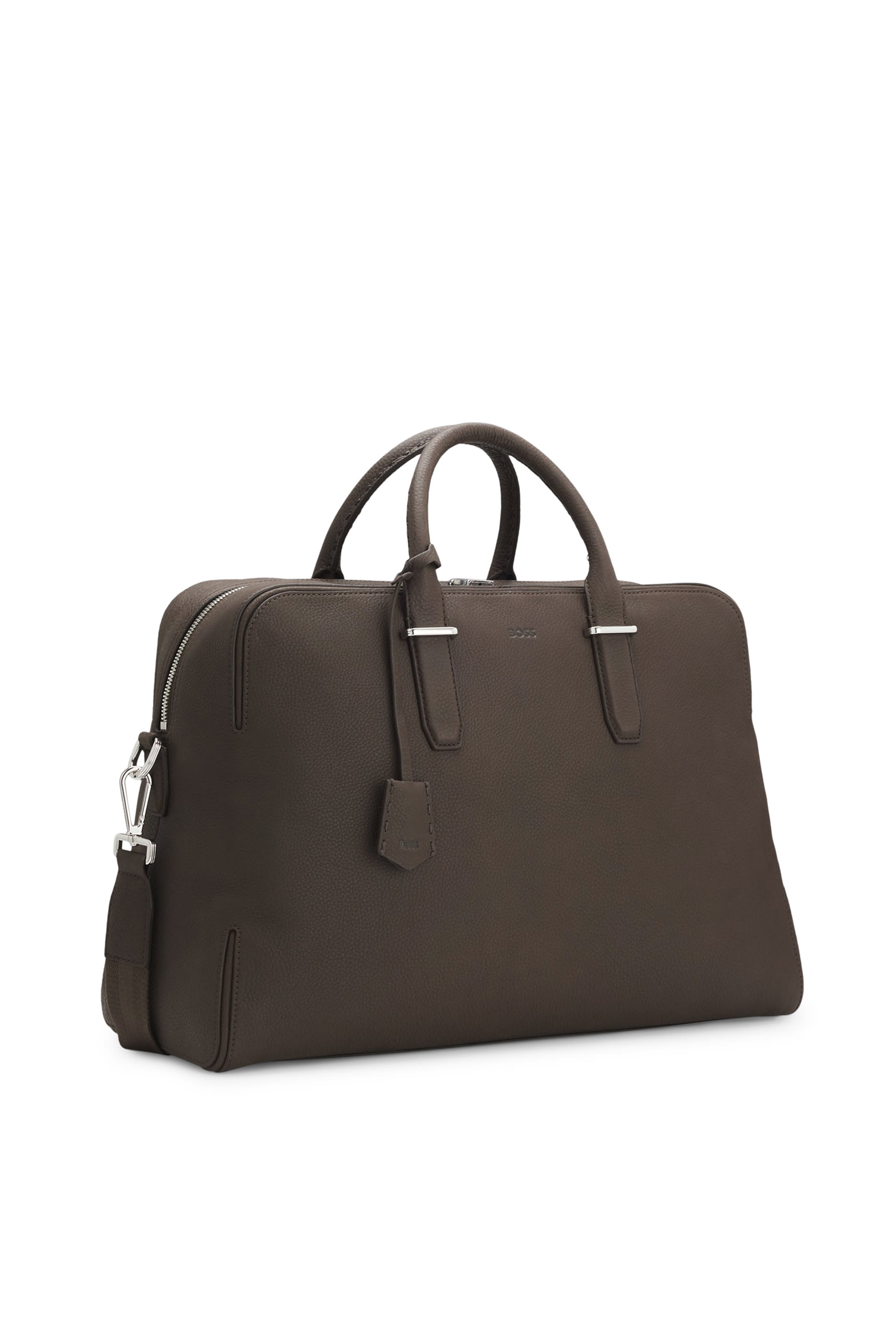Embossed Logo Grained-Leather Holdall