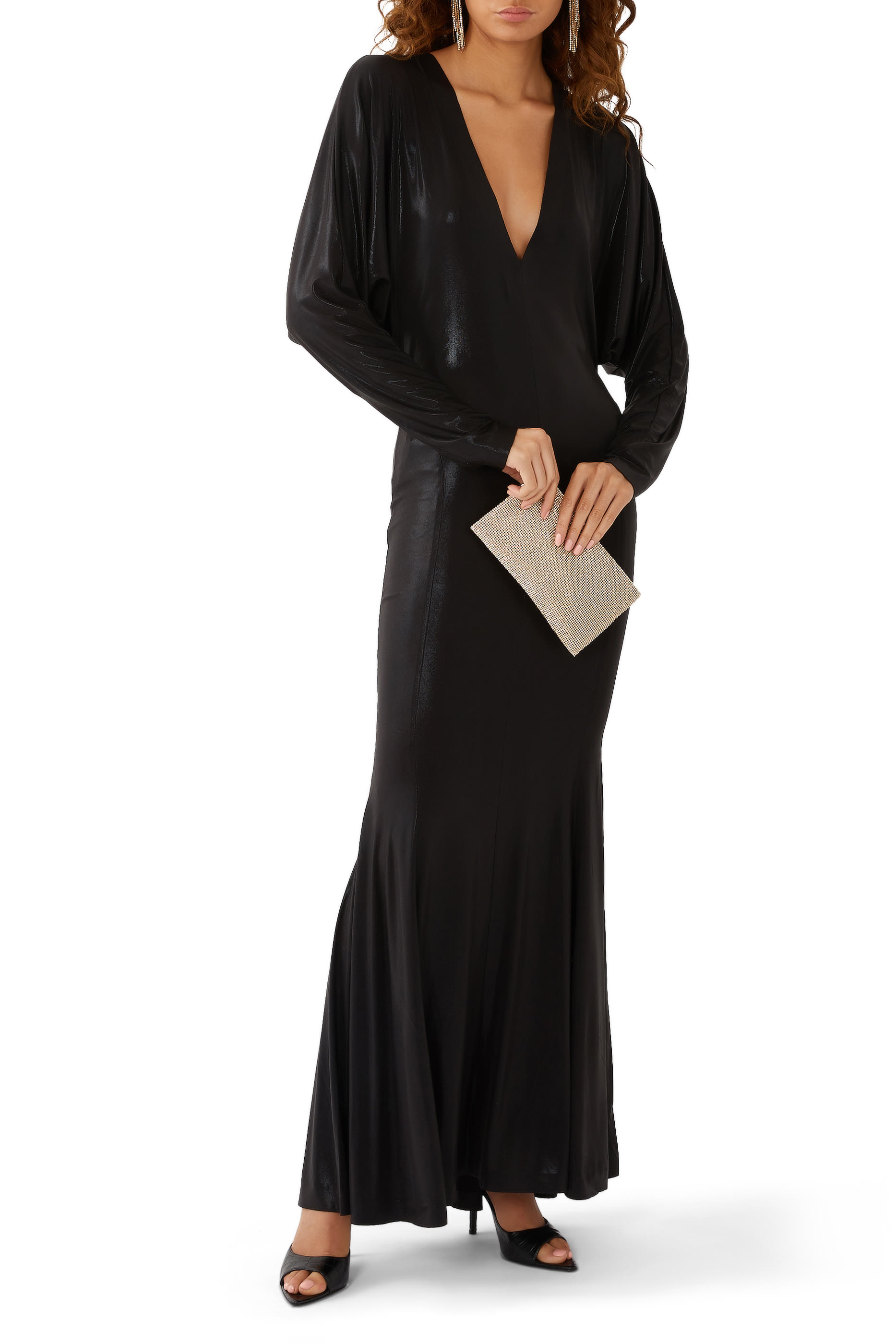 Dolman V Neck Fishtail Gown