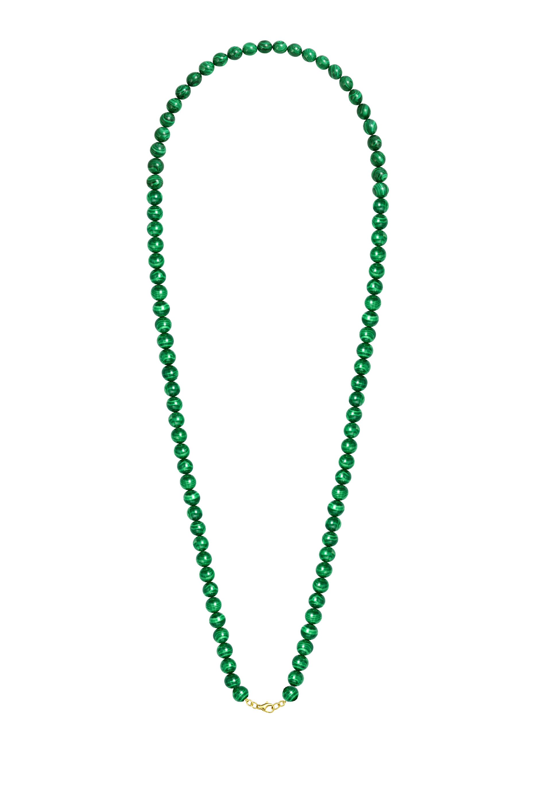 Malachite Beaded Necklace, 18K Yellow Gold