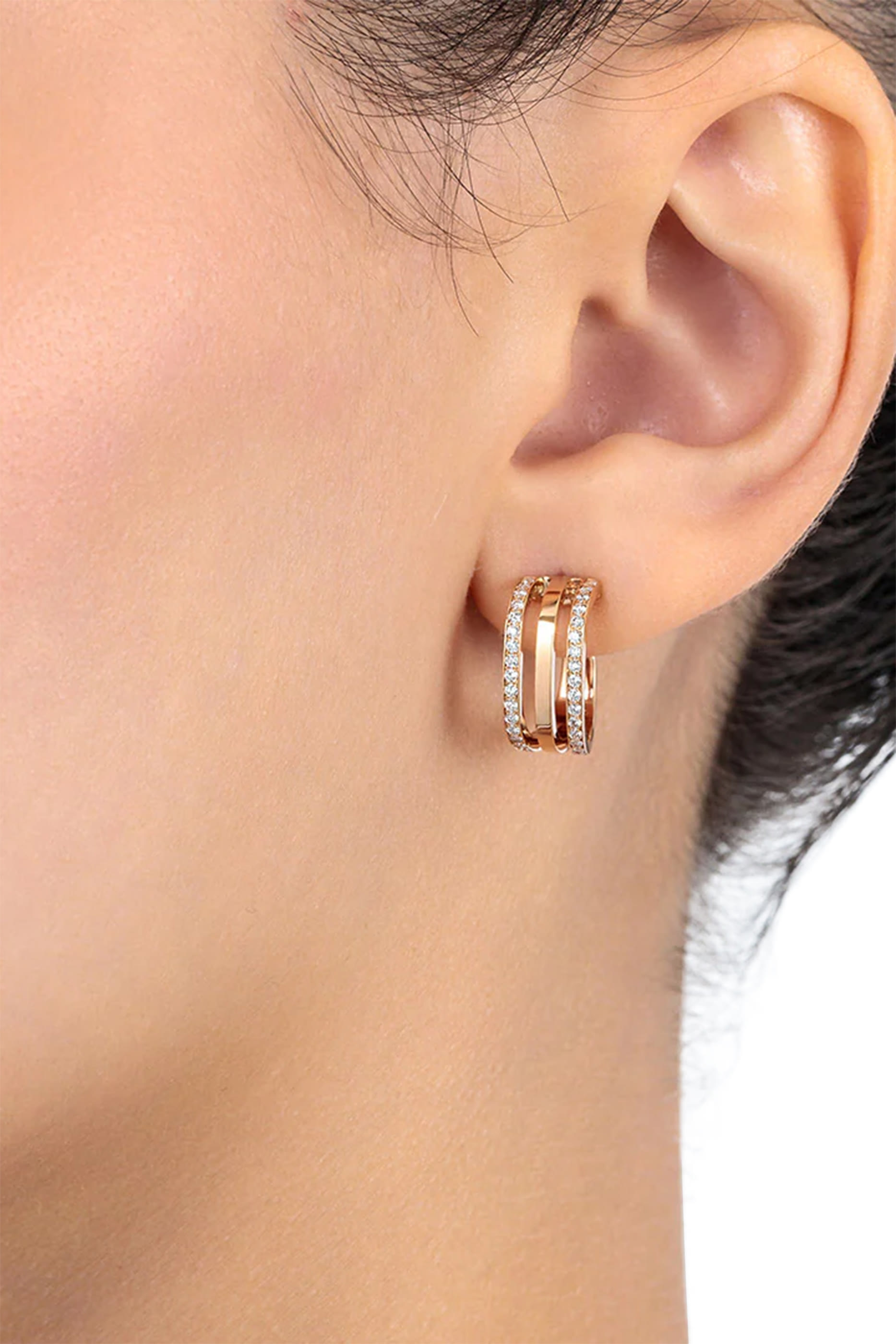 Wid Triple Earrings, 18k Rose Gold & Diamonds