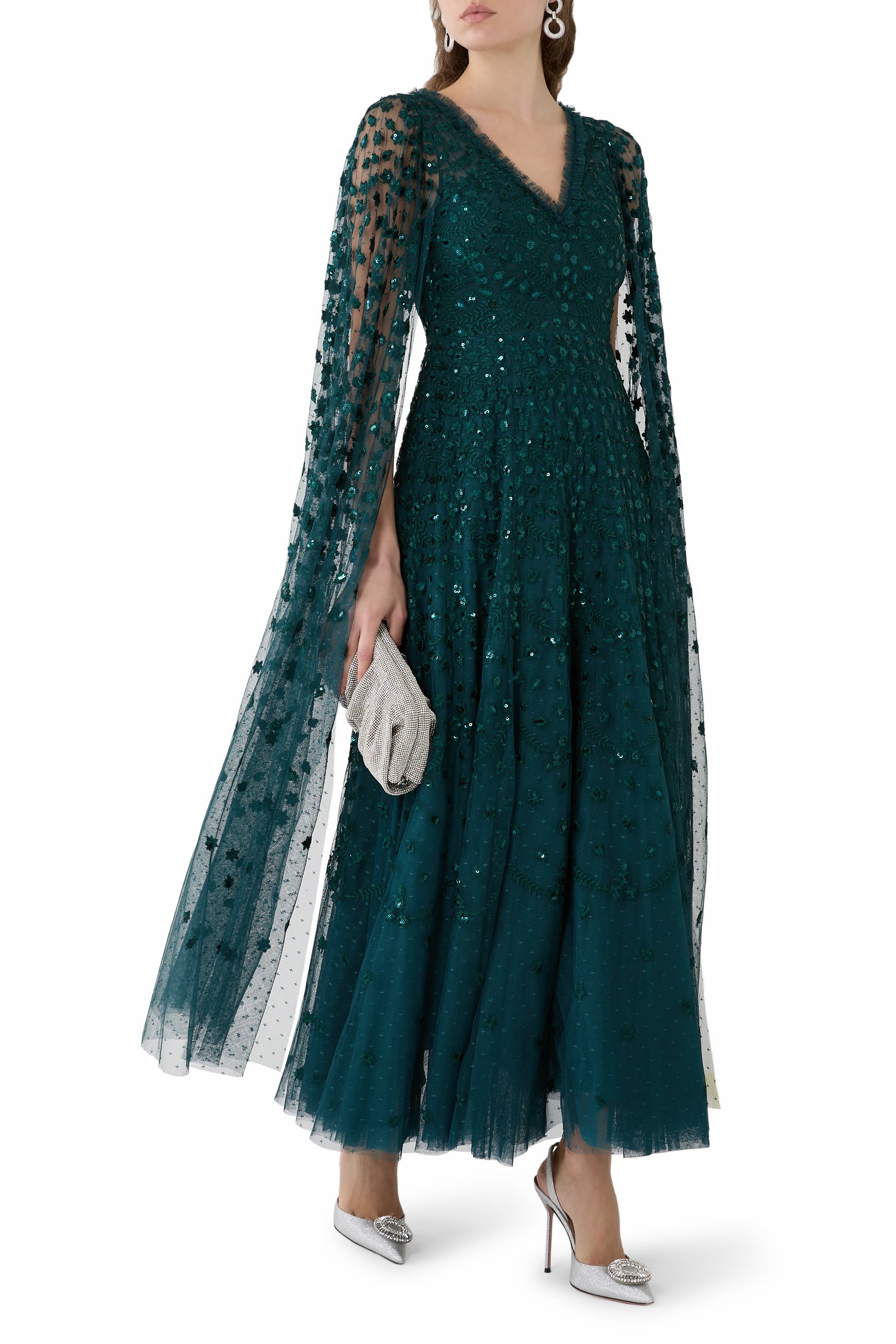 Clover Cape Sleeve Ankle Gown