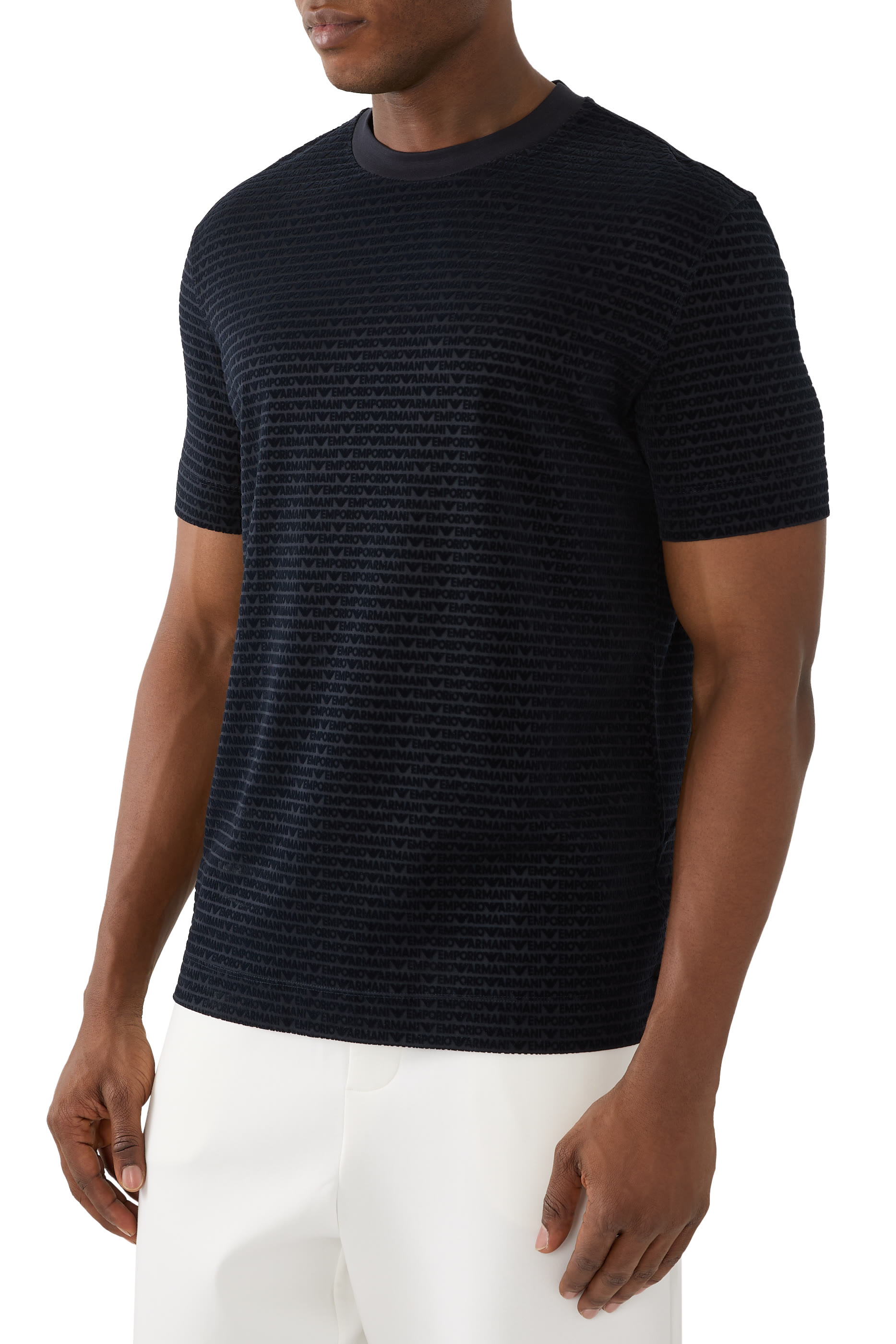 All-Over Flocked Logo Lettering T-Shirt