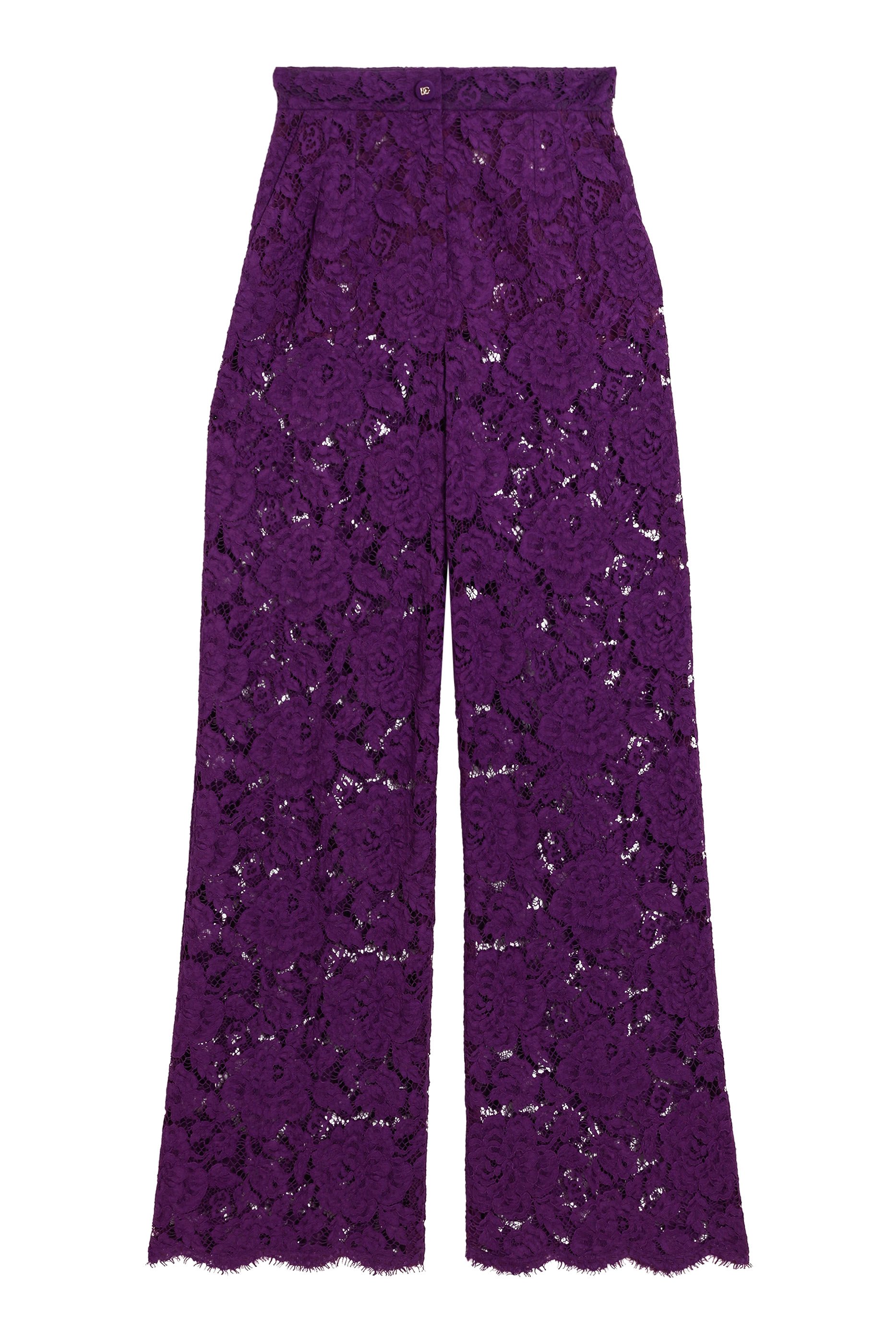 Flared Floral Cordonetto Lace Pants
