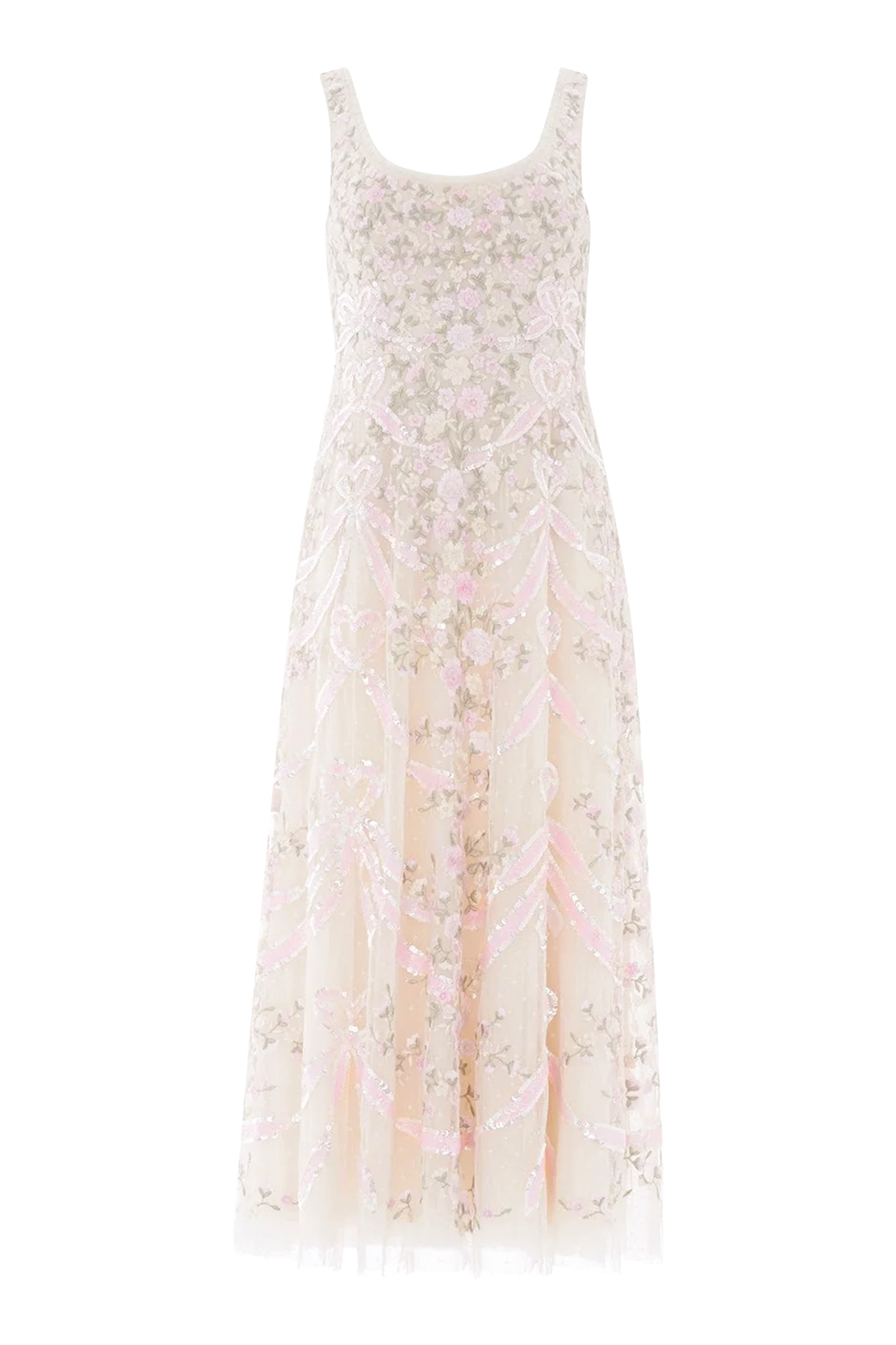 Ribbon Heart Scoop Neck Ballerina Dress