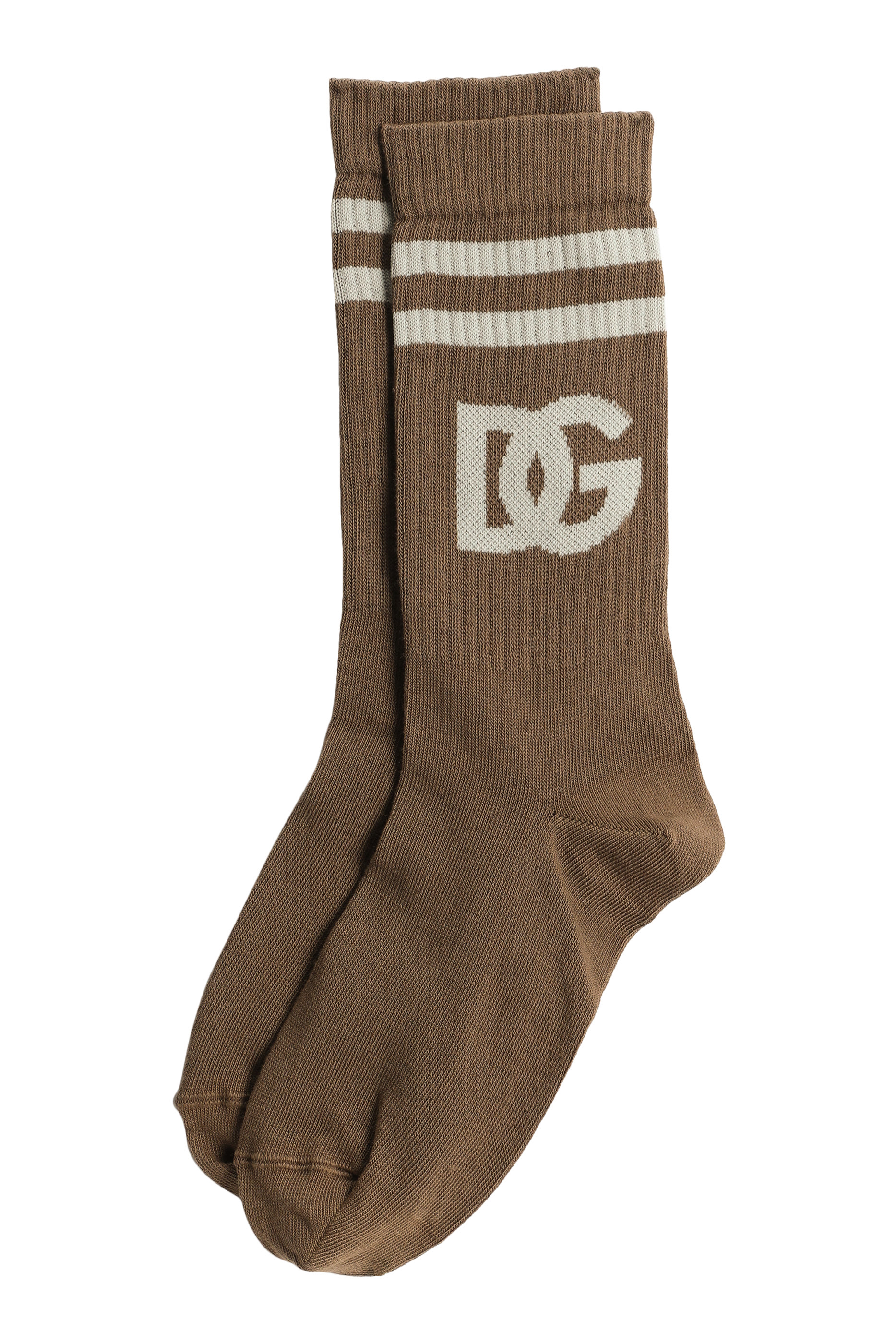 Fine-Rib Logo Cotton Socks