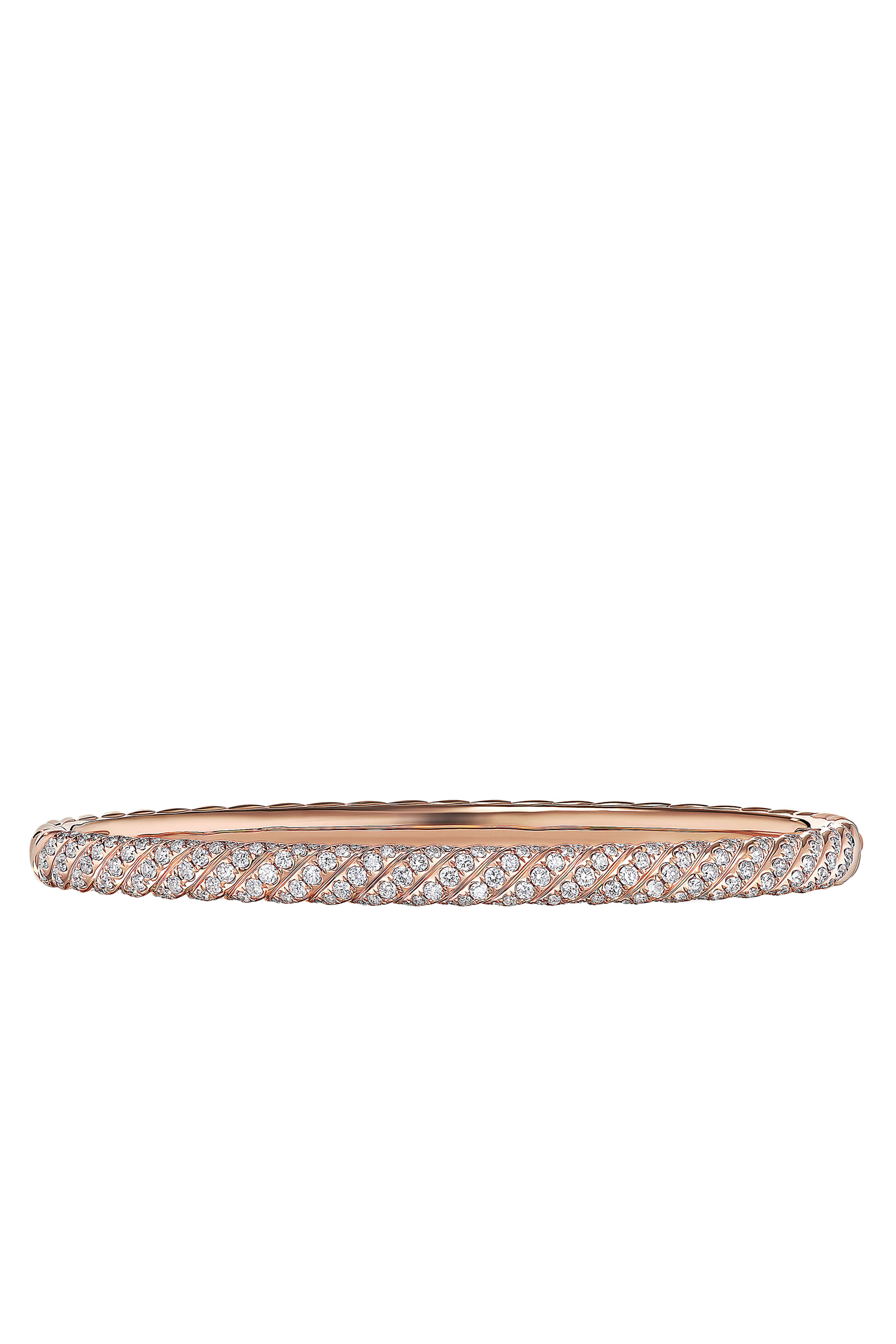 Sculpted Cable Bangle Bracelet, 18k Rose Gold & Diamonds