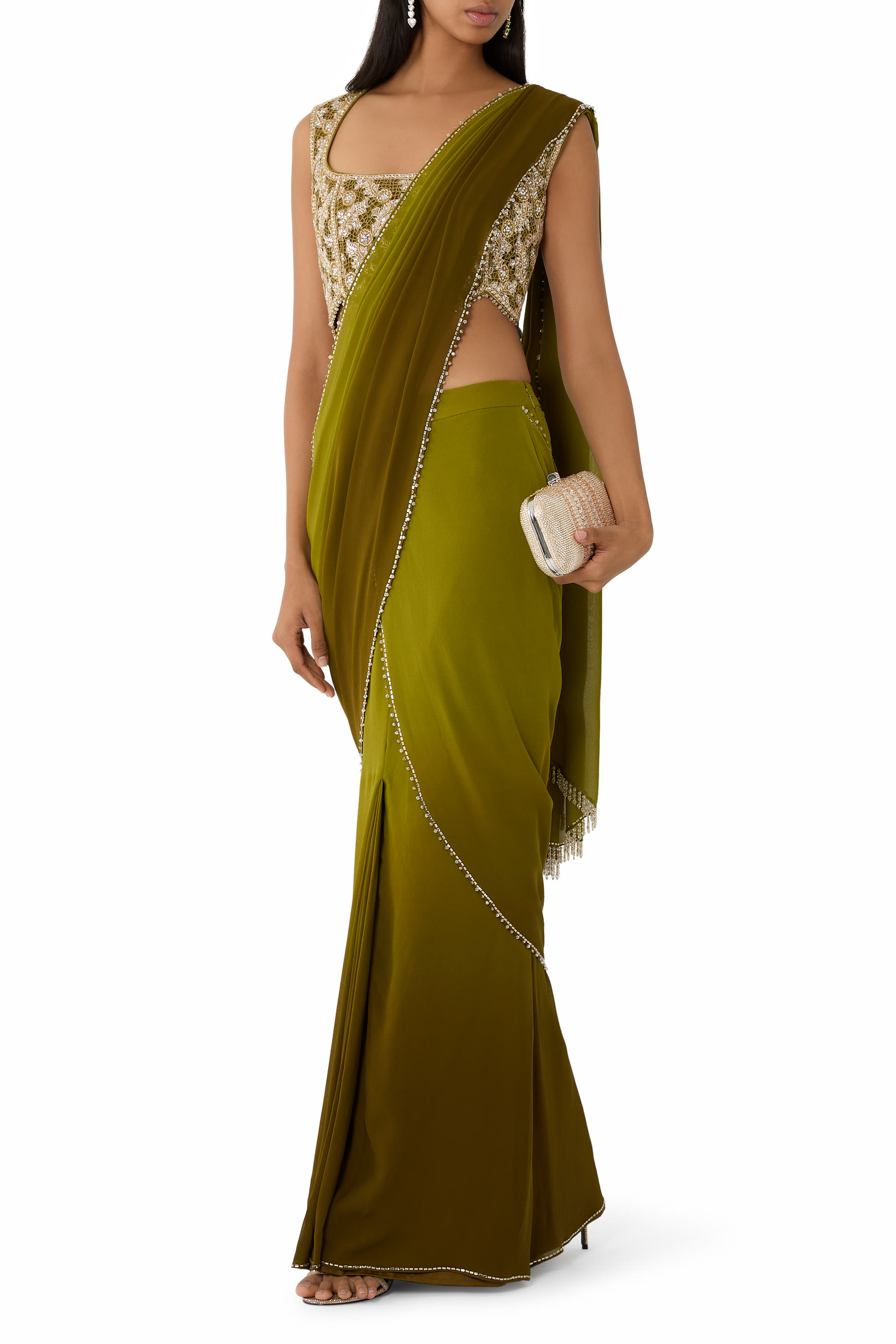  Shaded Saree with Crystal Work Blouse