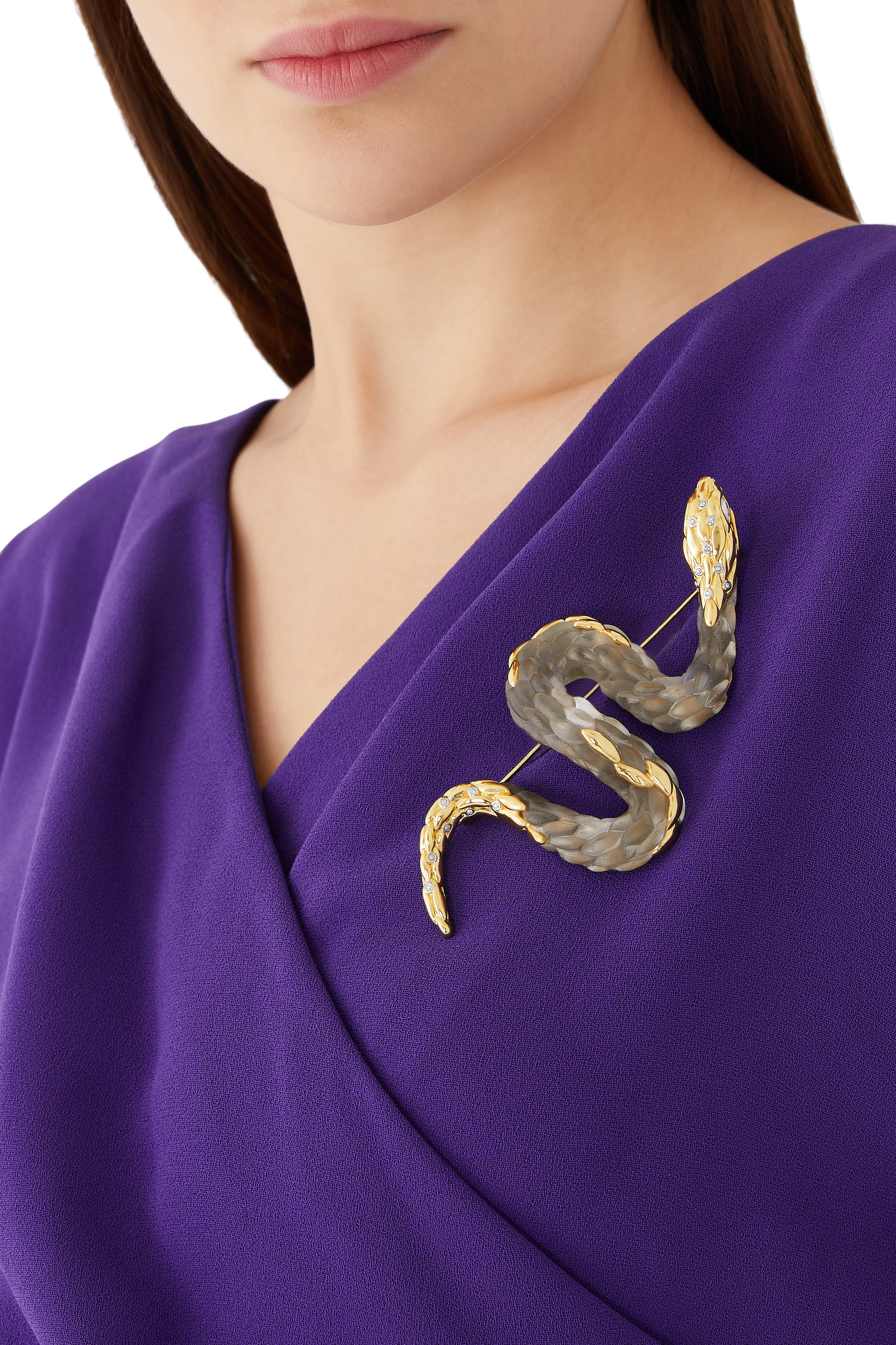 14K Gold Plated Serpent Lucite Pin