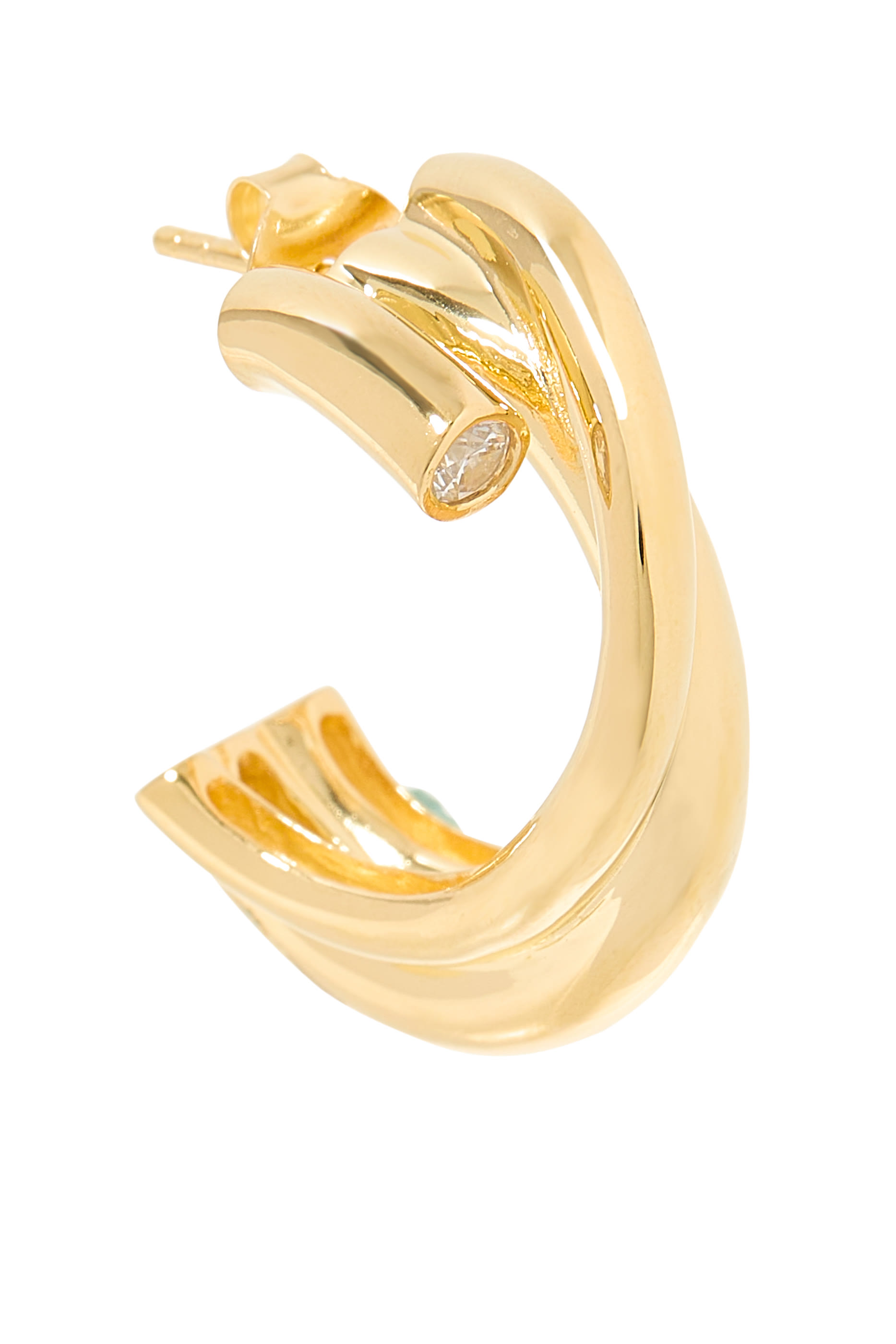 Hoop Earrings, 18K Yellow Gold Vermeil on Recycled Sterling Silver & Zirconia