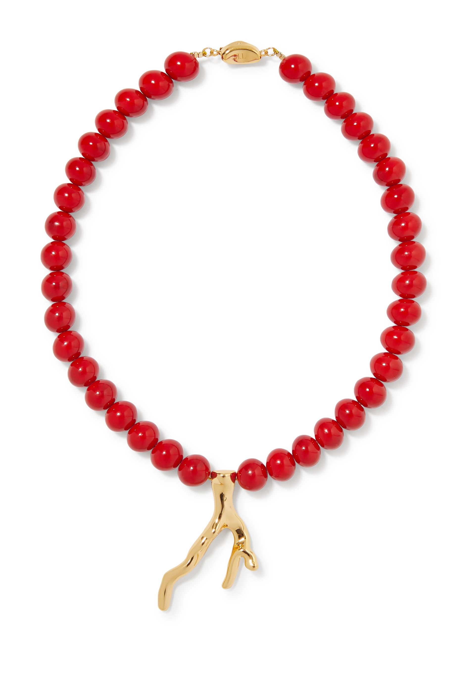 Pearls with Coral Charm Necklace