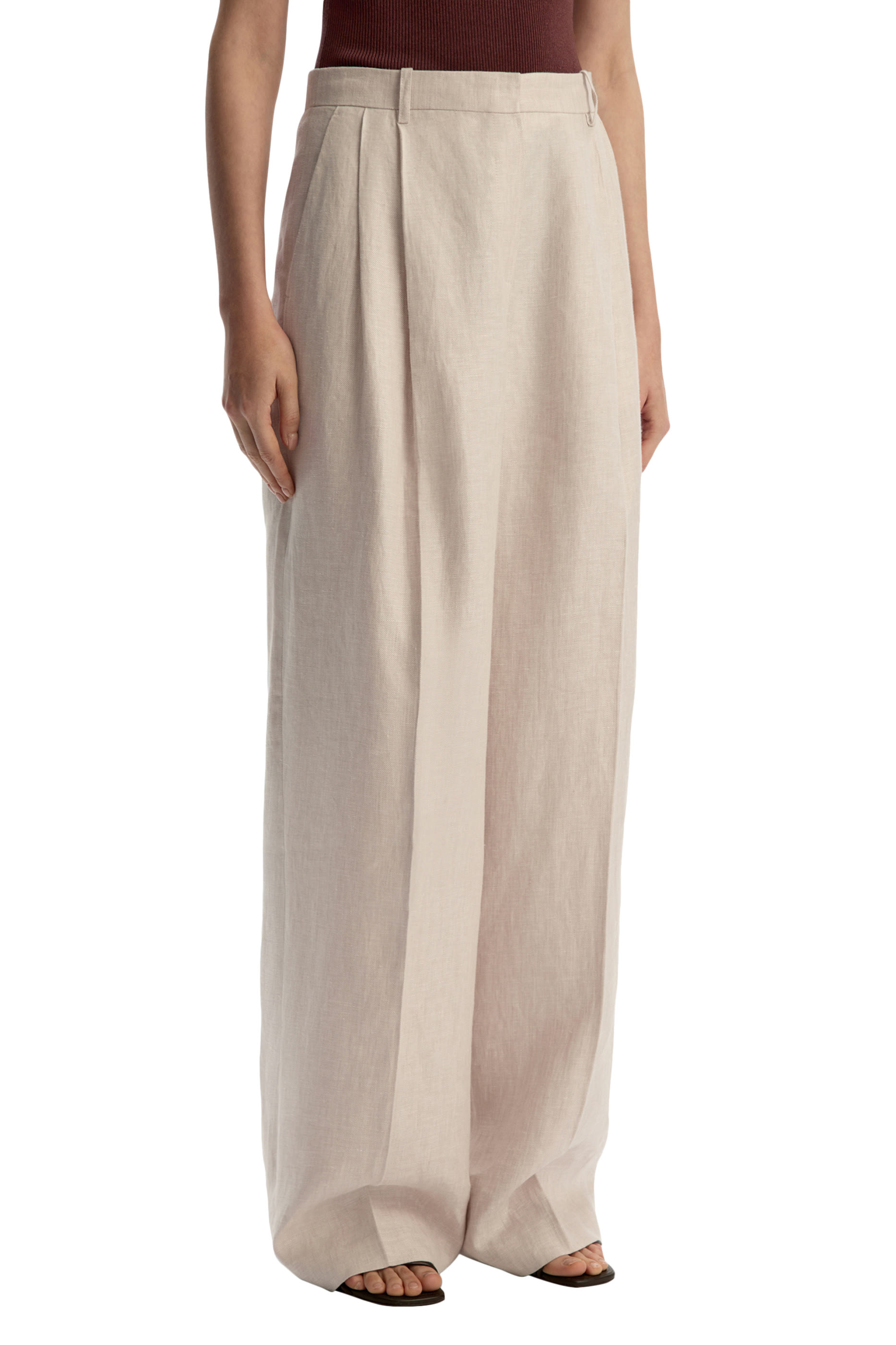 Tailored Long Linen Trousers