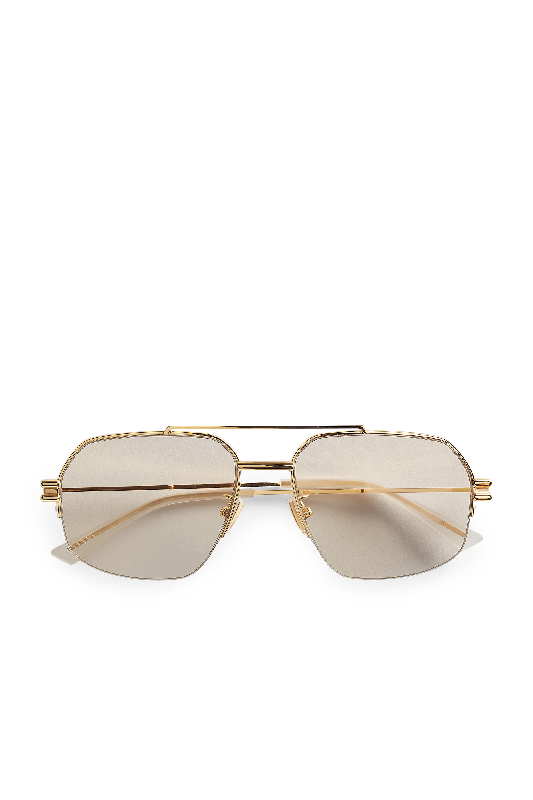 Half-Rim Metal Aviator Sunglasses