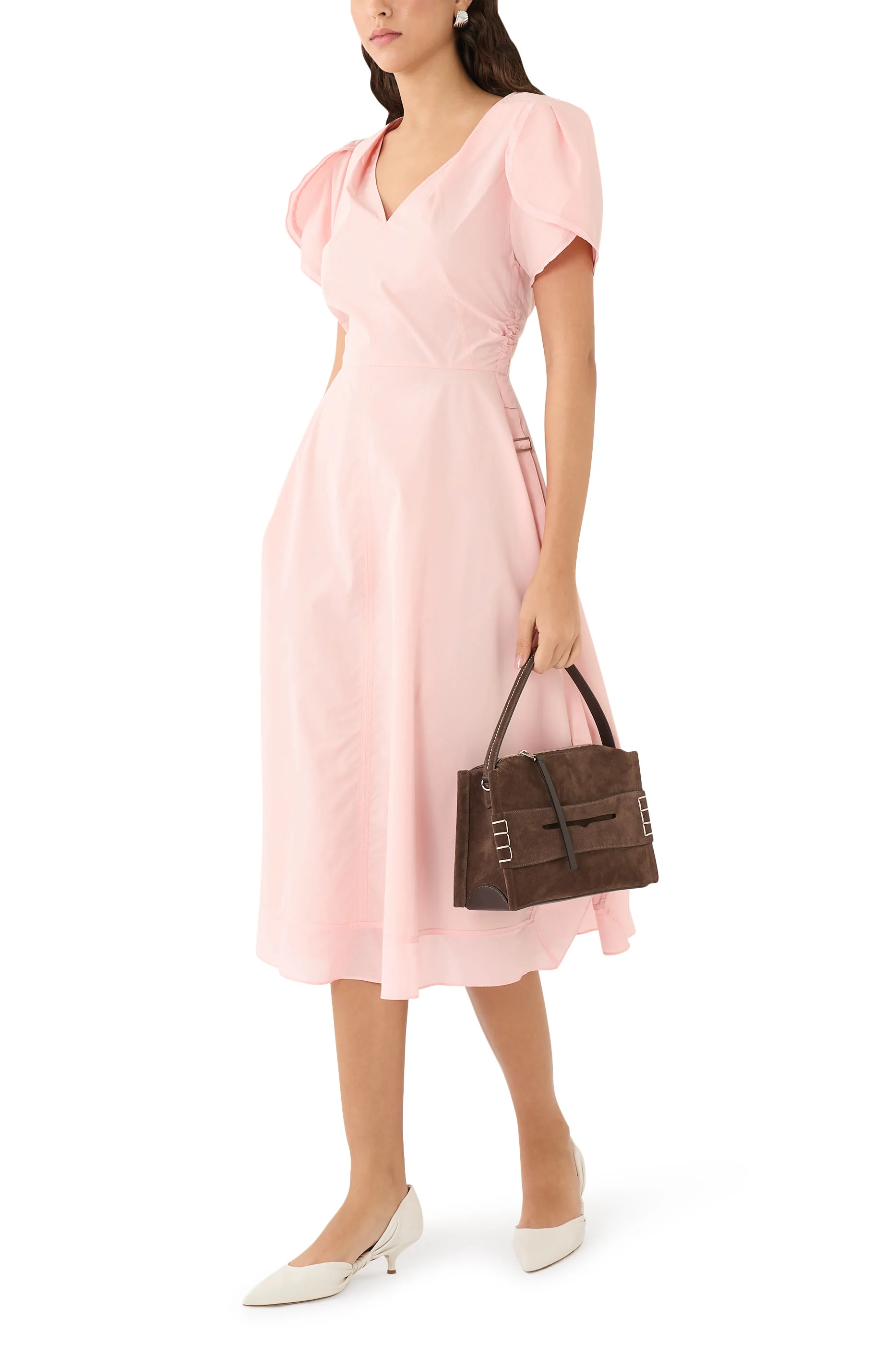 Tulip Sleeve V-Neck Dress