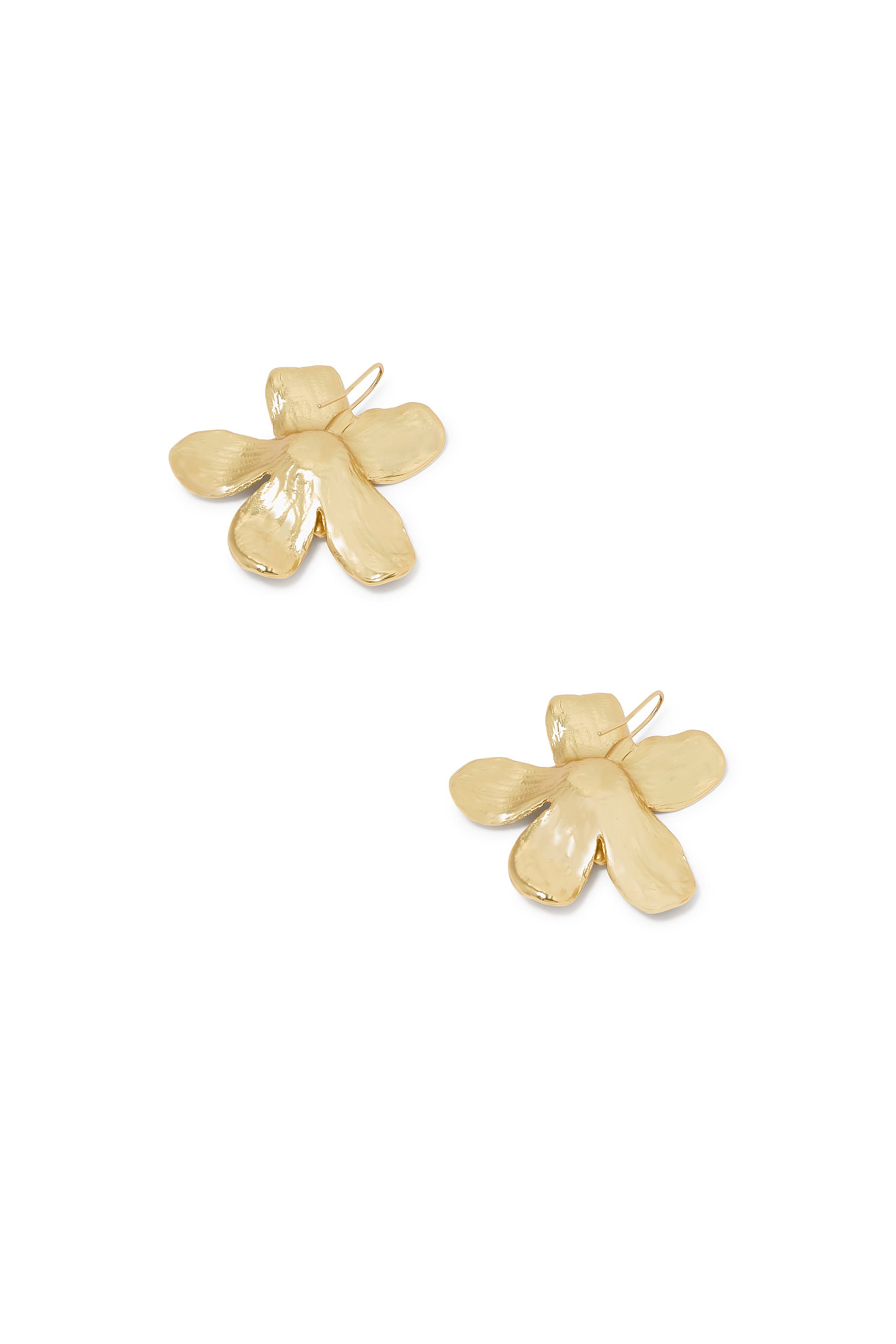 Tina Flower Drop Earrings, 14K Yellow Gold Plating