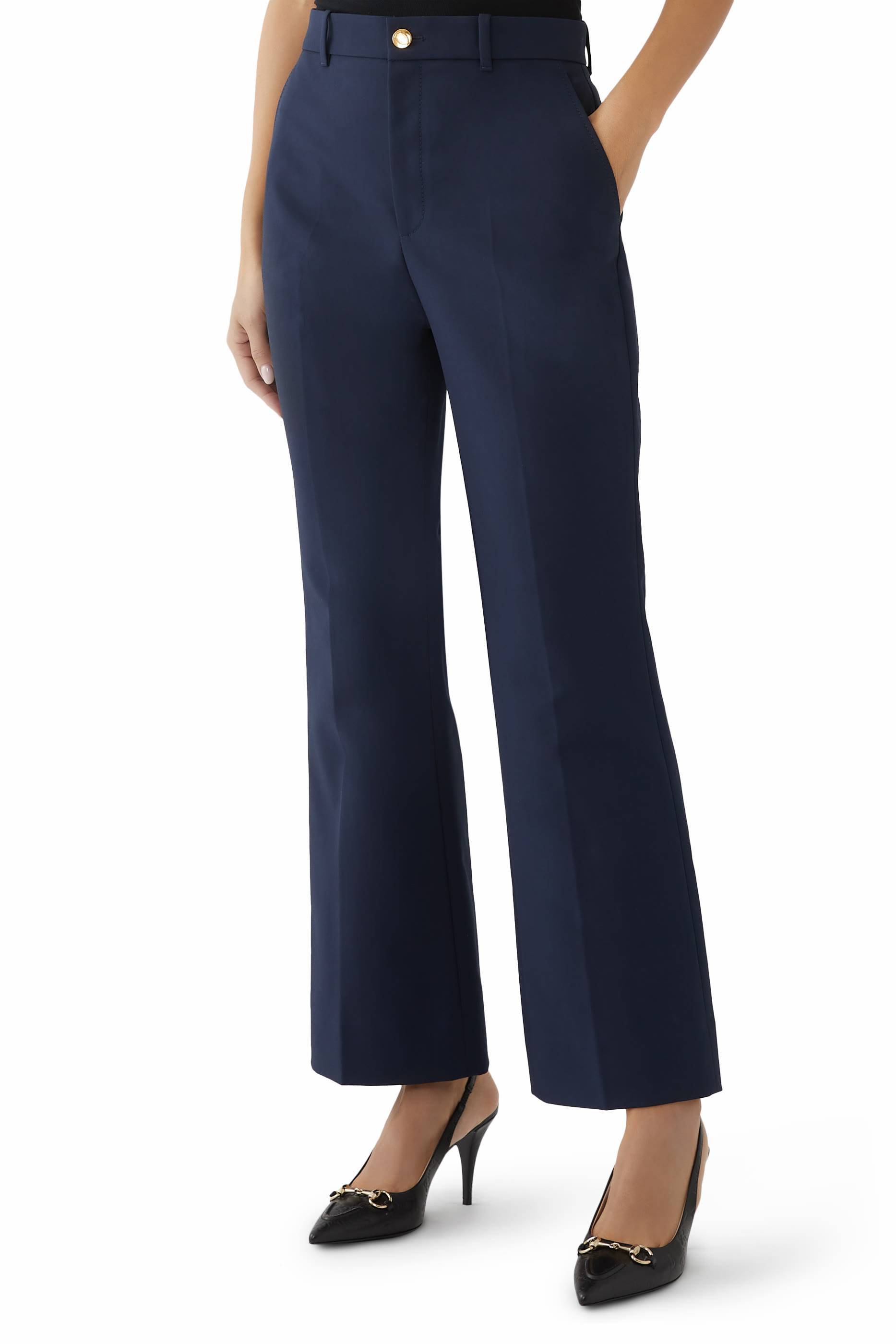 Logo Embroidery Cotton Pants