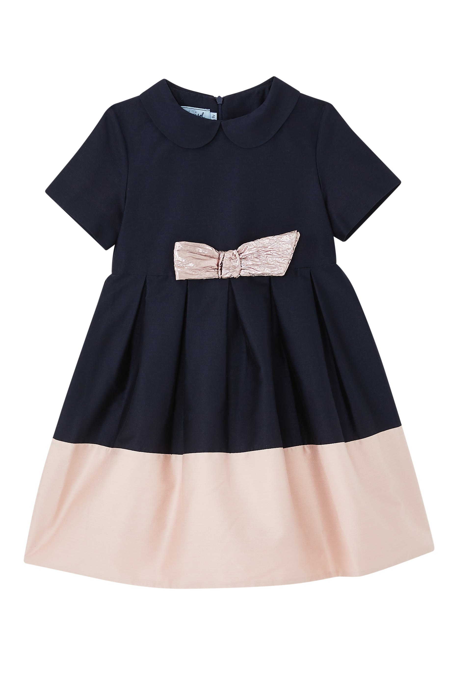 Kids Pleated Cotton-Satin Dress