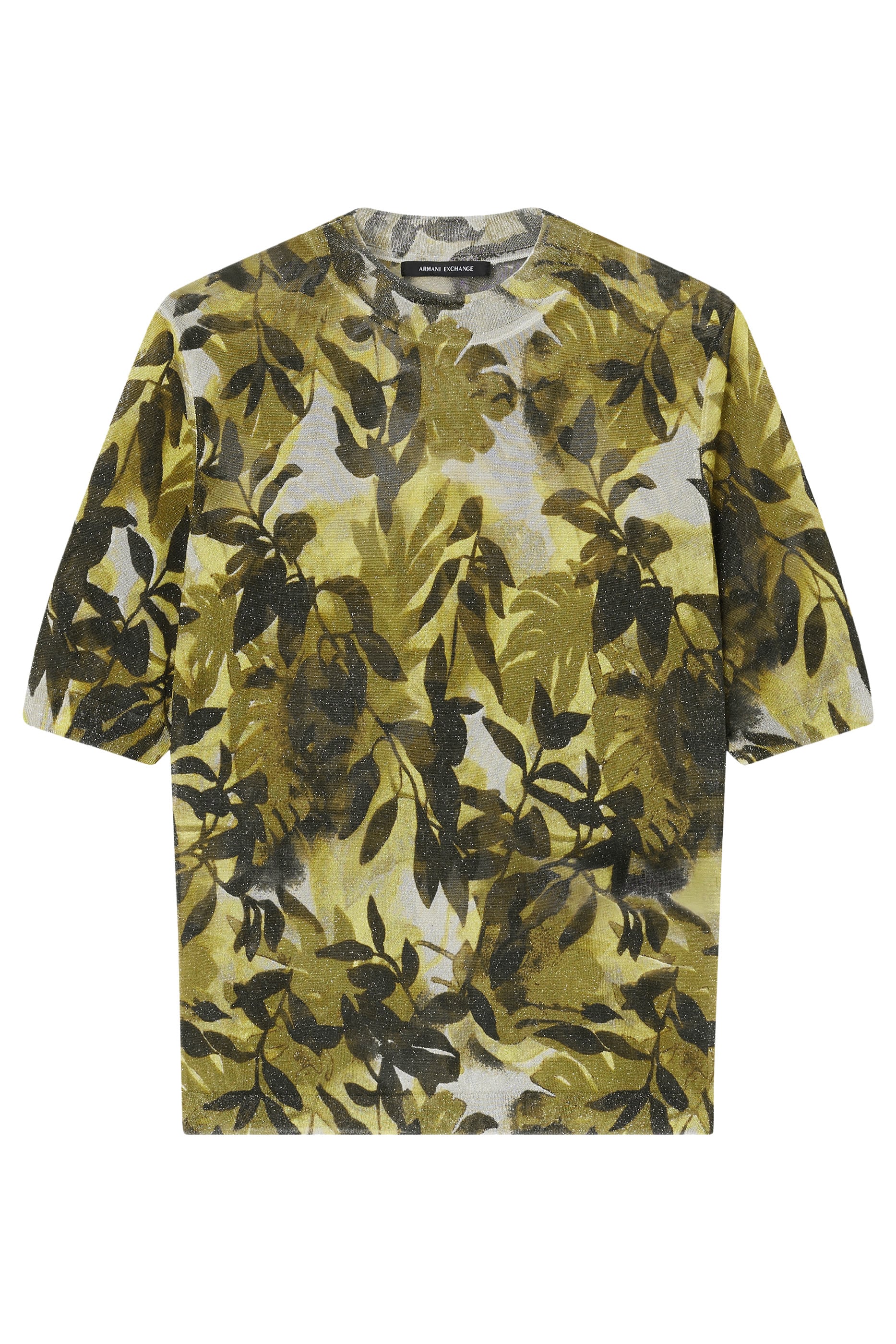 Ibiza Leaves Print Short Sleeves Top