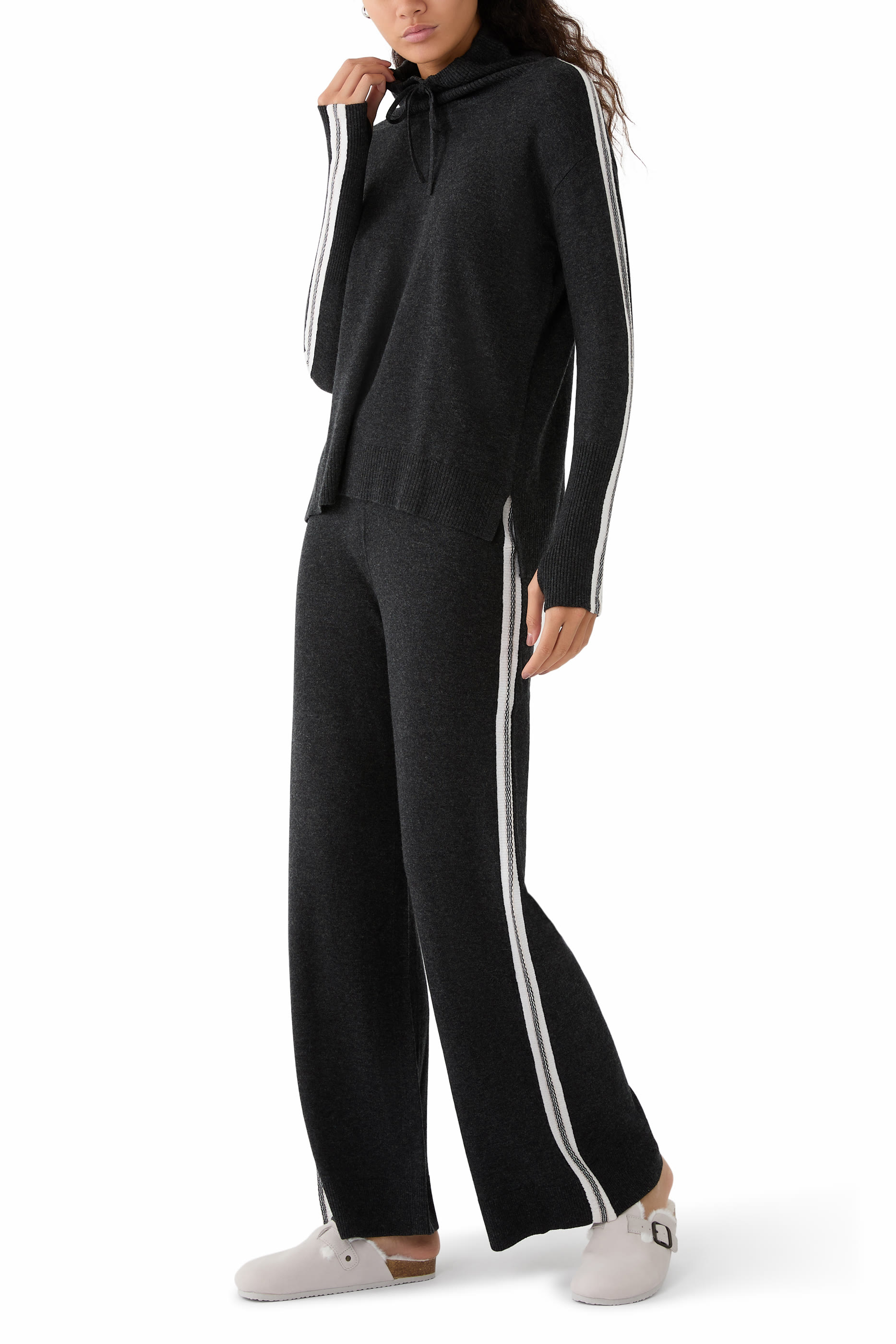 Strapping Detail Wide-Leg Trousers